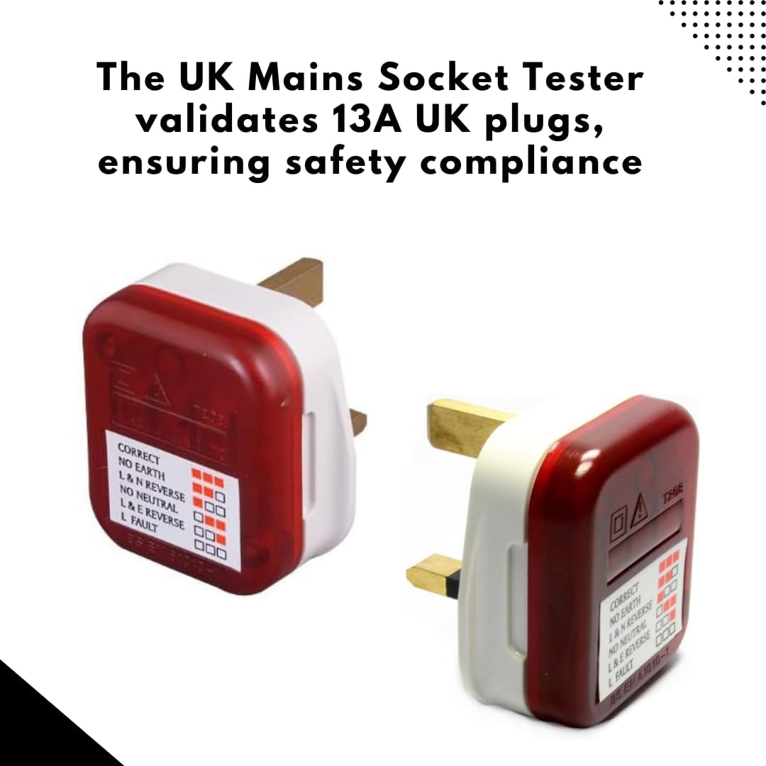 Detalle de Invero UK 13A Mains Plug-In Socket Tester for Safety Checks