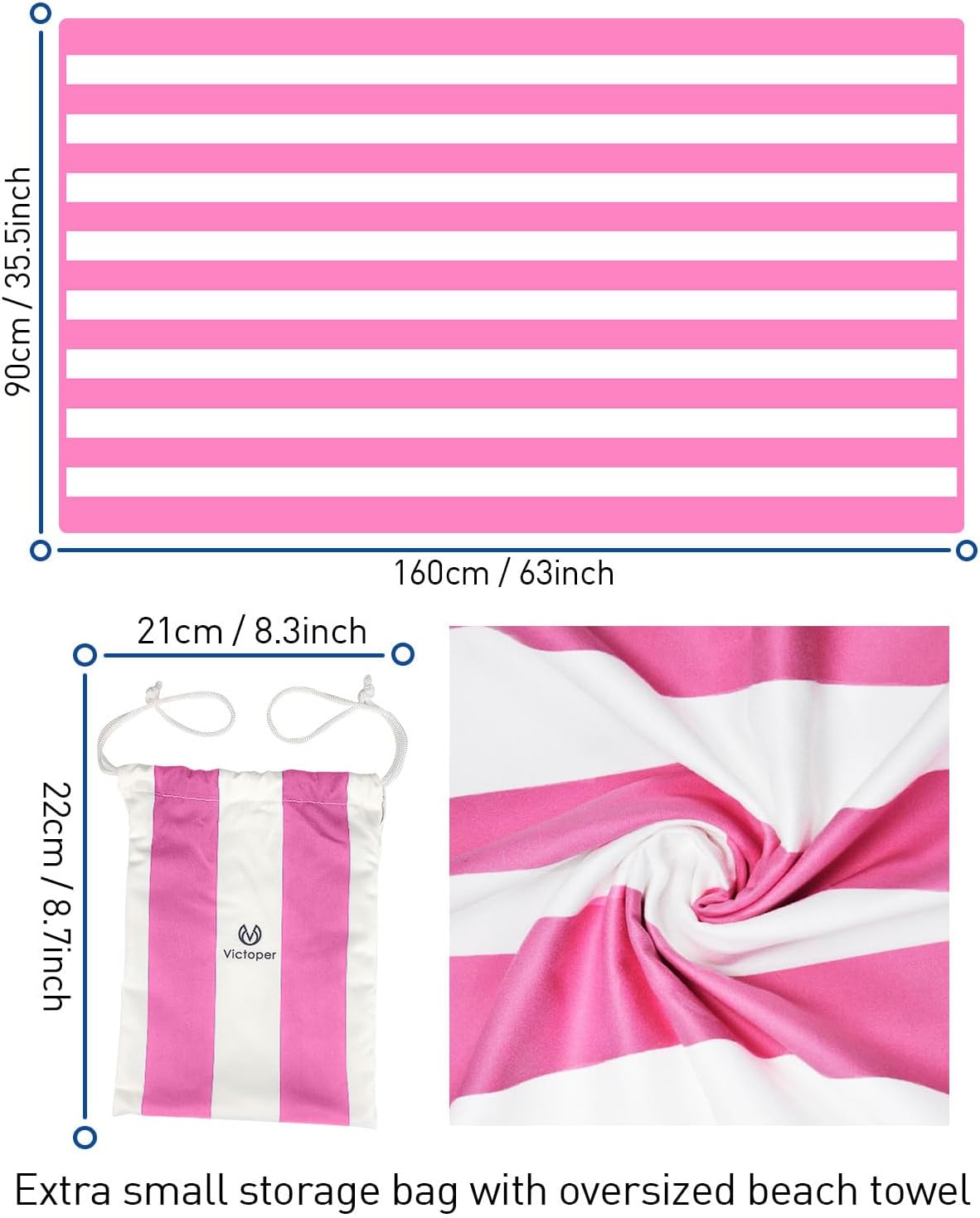 Thumbnail 1 de Victoper Microfiber Beach Towel Oversized – Rapid Drying, Sand-Free, 63x35 Inch