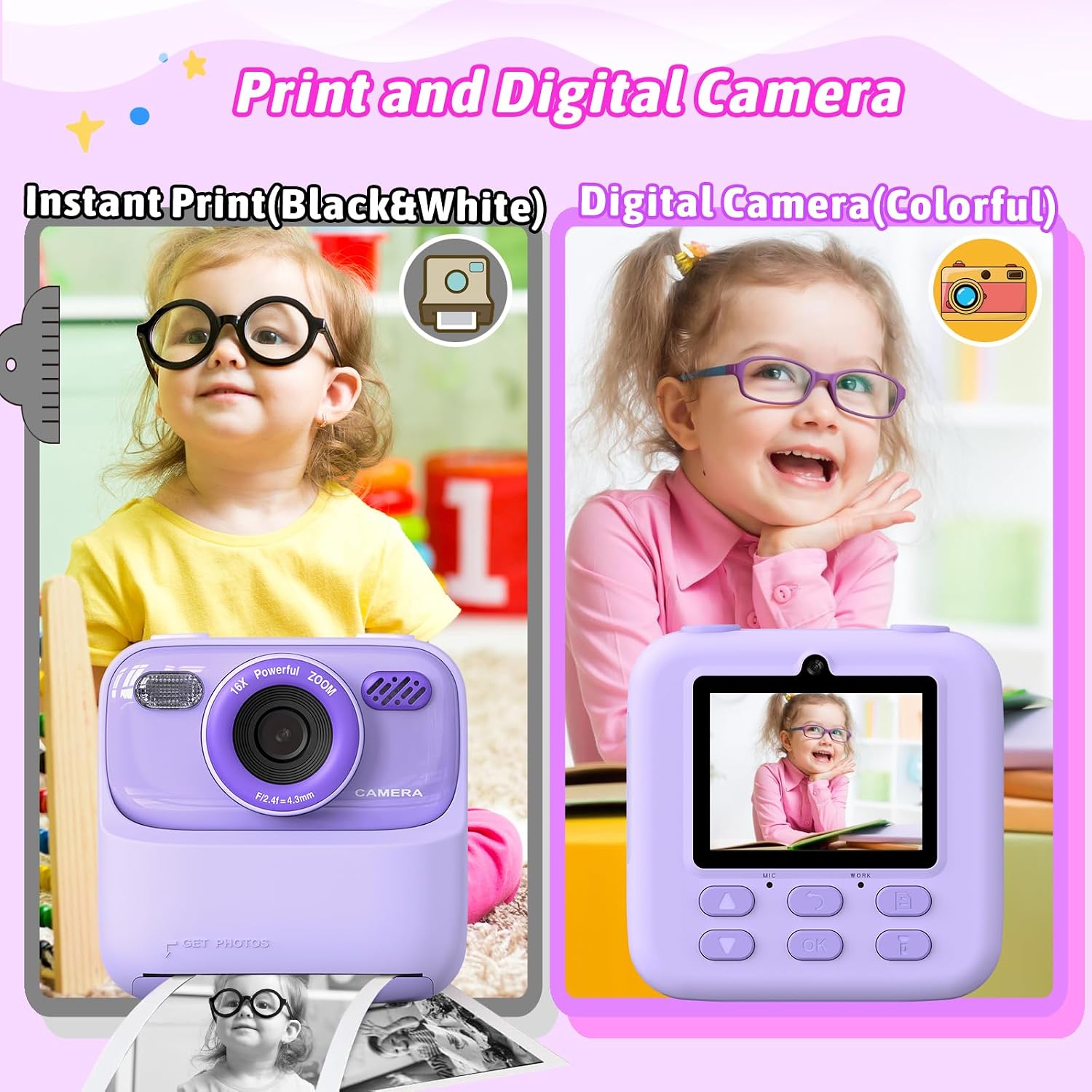 Thumbnail 3 de Cimizi P79 Kids Instant Print Camera, Dual-Lens 1080p Video, 2.4-Inch LCD