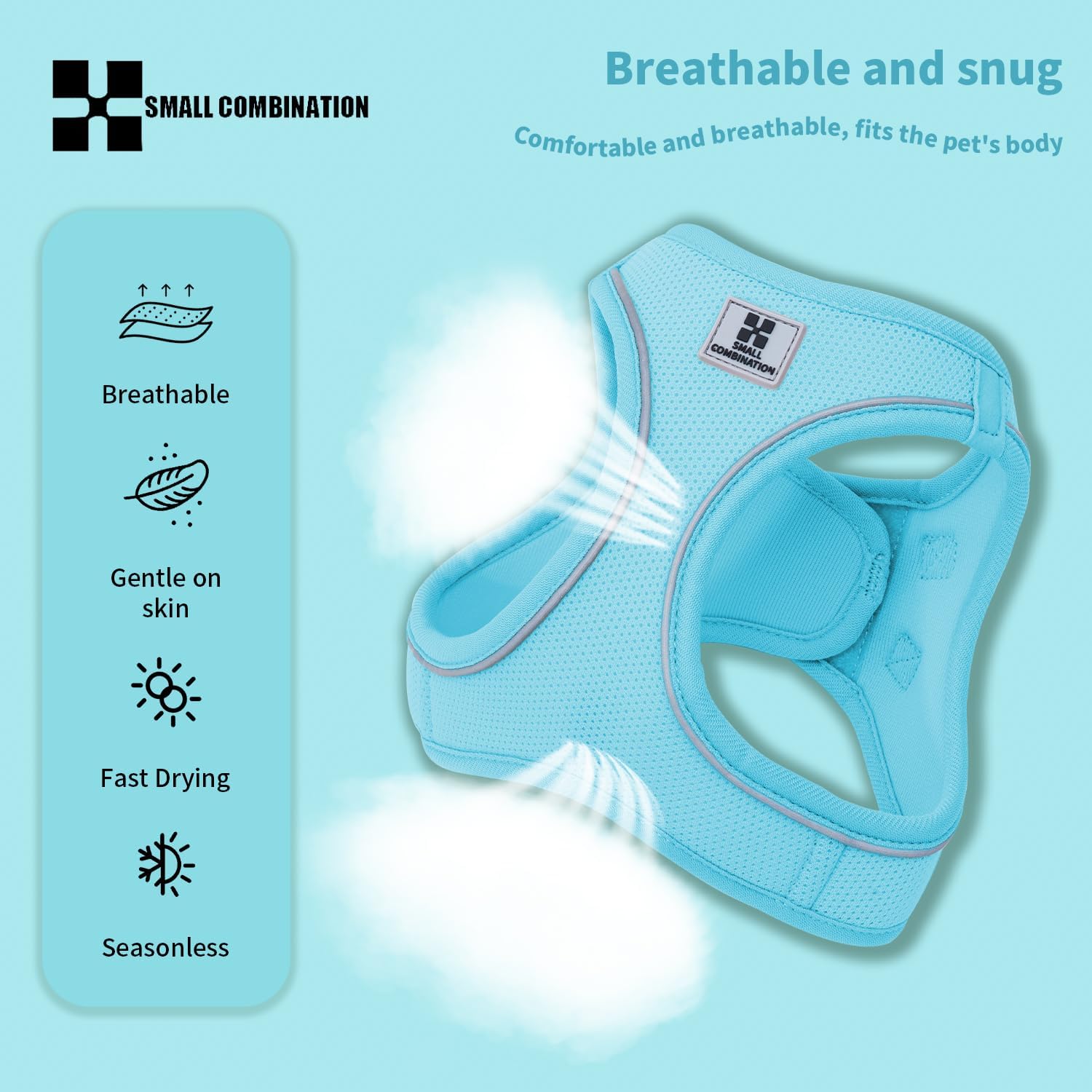 Detalle 2 de Small Combination Dog Harness Leash Set for Small to Medium Dogs and Cats (SkyBlue, XS)