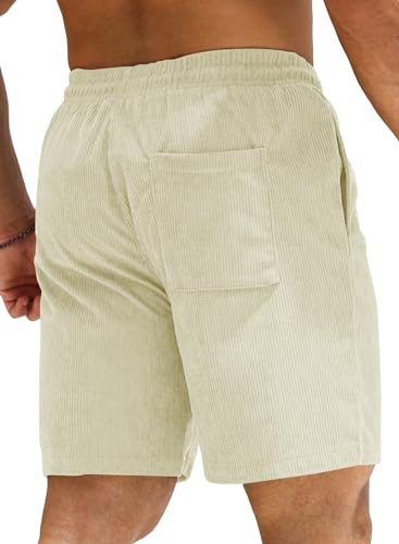Thumbnail 1 de JMIERR Herren Corduroy Shorts mit 3 Taschen Licht Beige Größe L