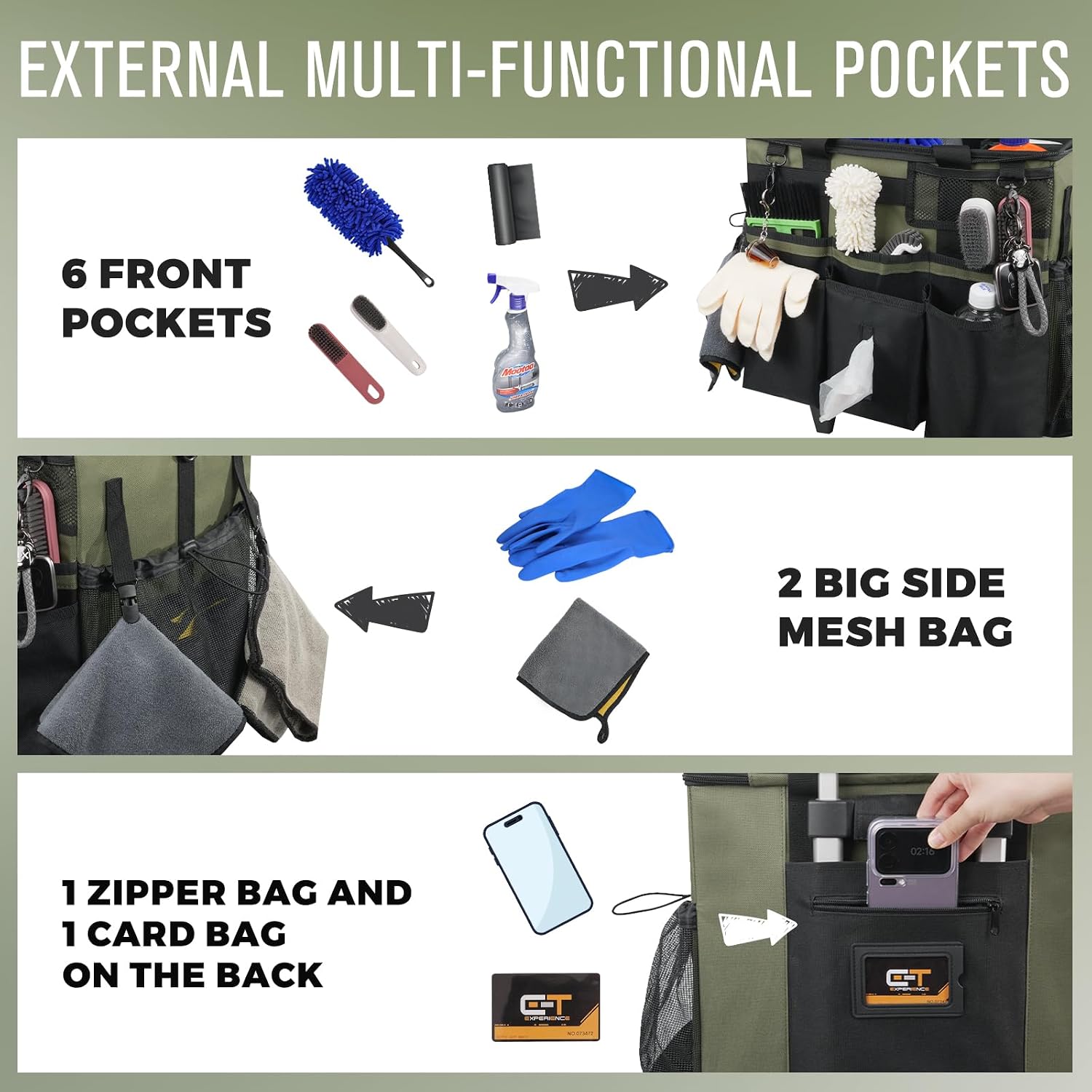 Detalle de SCAVATA Wearable Cleaning Caddy, Rolling Organizer with Detachable Trolley