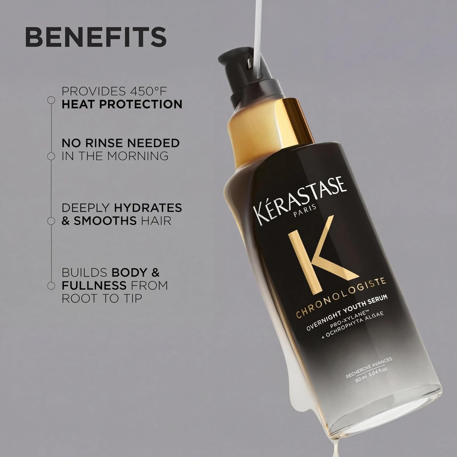 Detalle 2 de Kérastase Chronologiste Overnight Youth Serum Siero Notte Anti-età senza risciacquo, formato viaggio da 30 ml