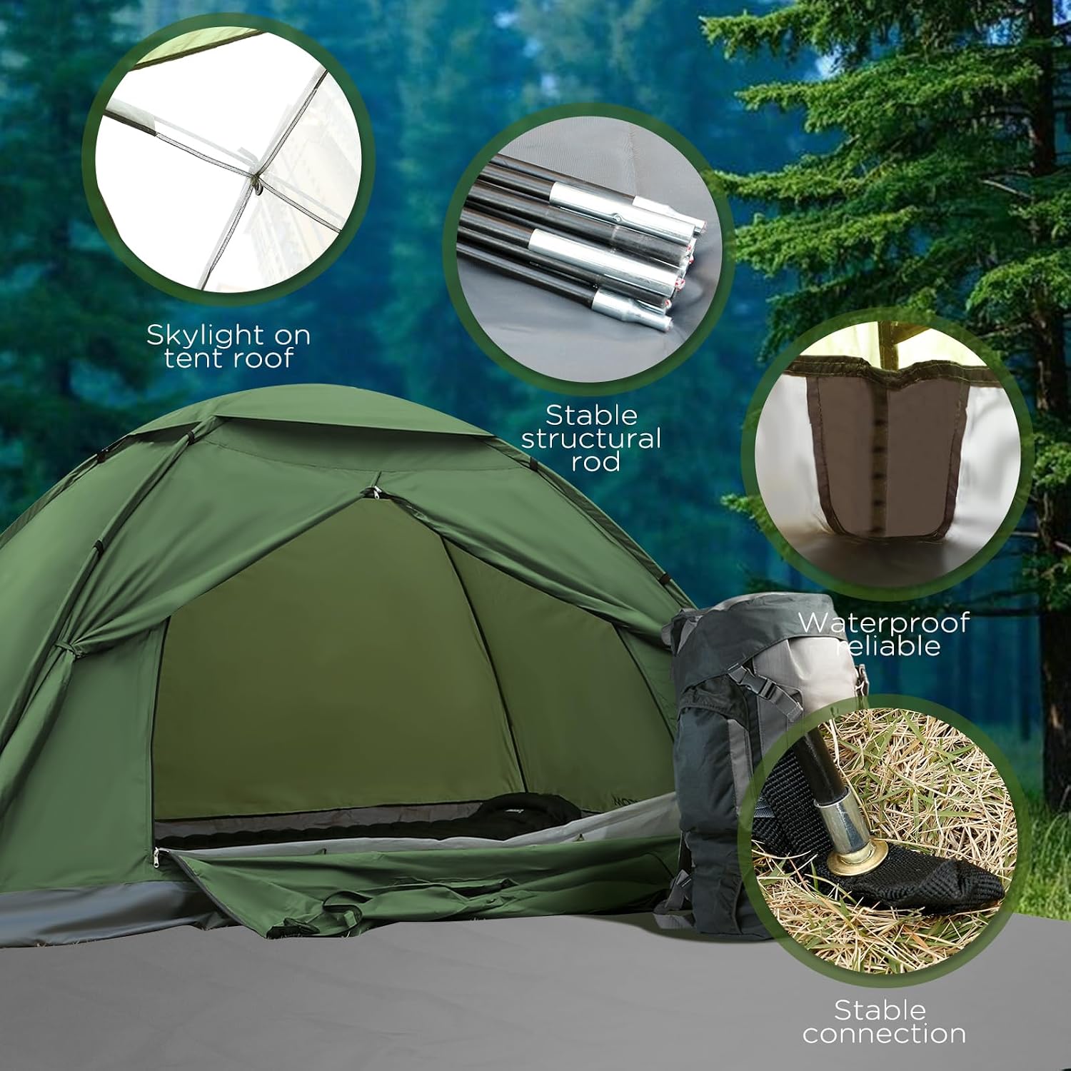 Detalle de JAICOM Tenda da Campeggio per 1-4 Persone: ultraleggera, impermeabile e facile da montare