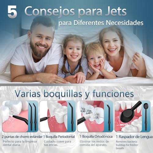 Detalle de OasiSmile L8 Irrigador Dental: DIY 300 ml con memoria inteligente