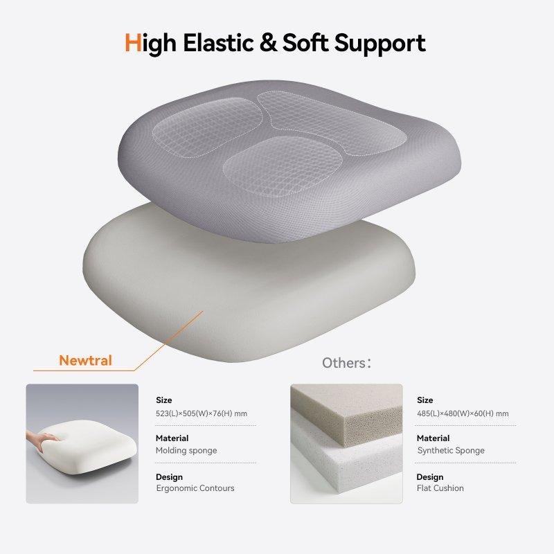 Detalle de Newtral MAGICH003 silla de oficina gris con soporte lumbar adaptativo y reposabrazos 3D