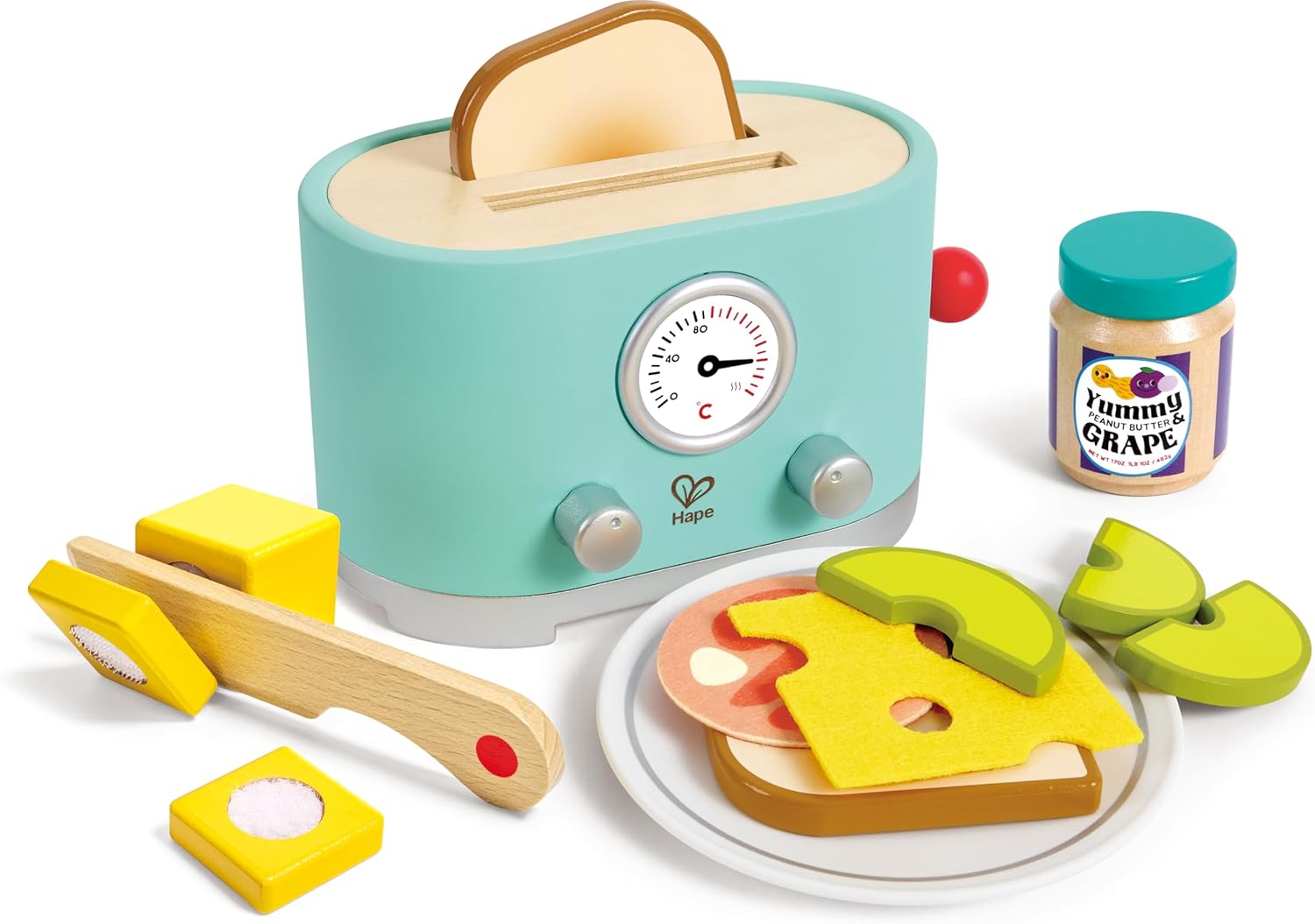 Detalle de Hape(ハペ)E3215 飛び出すトースターセット 木製のおままごと玩具