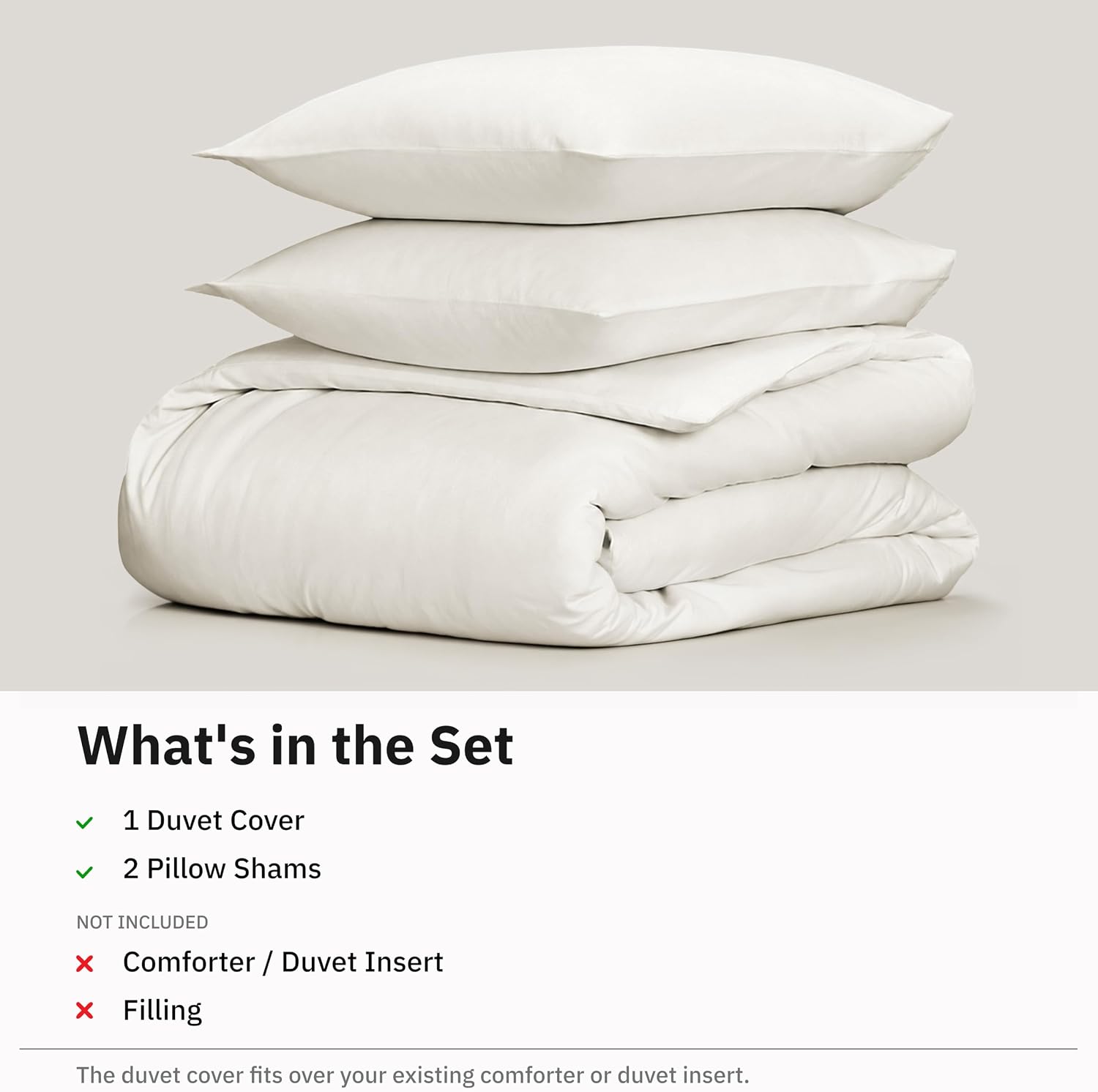 Detalle de California Design Den Luxury King Duvet Cover Set, 400 Thread Count Cotton Sateen, Ivory