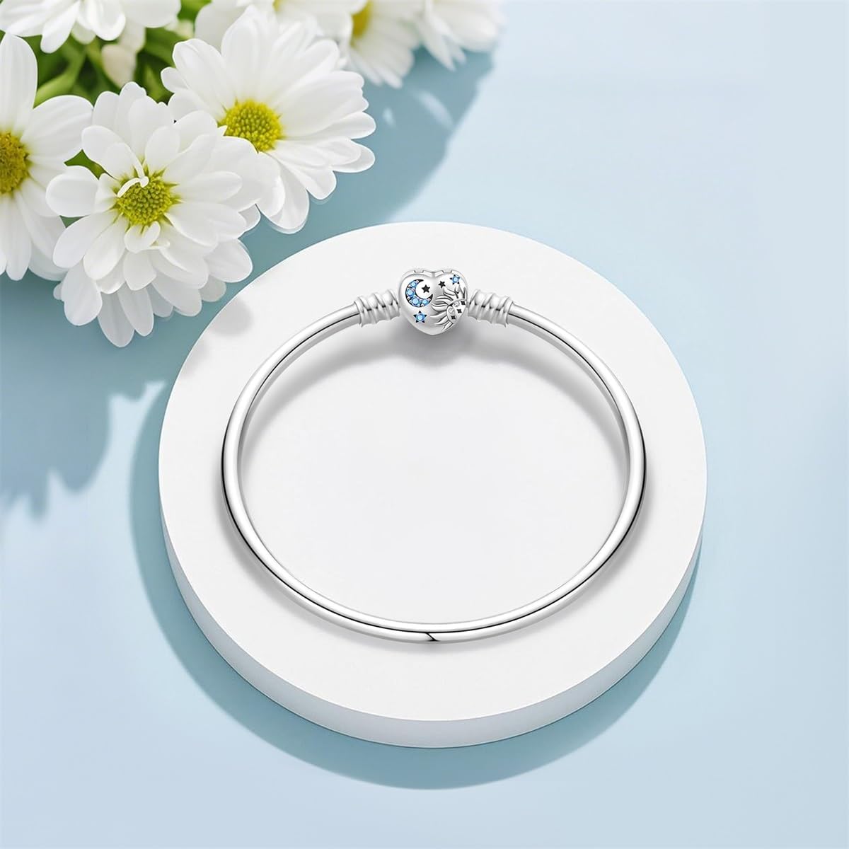 Thumbnail 3 de 925 Sterling-Silber Charm-Armband für Damen mit Herzverschluss – Schlangenkette Schmuck für Pandora-Charmes