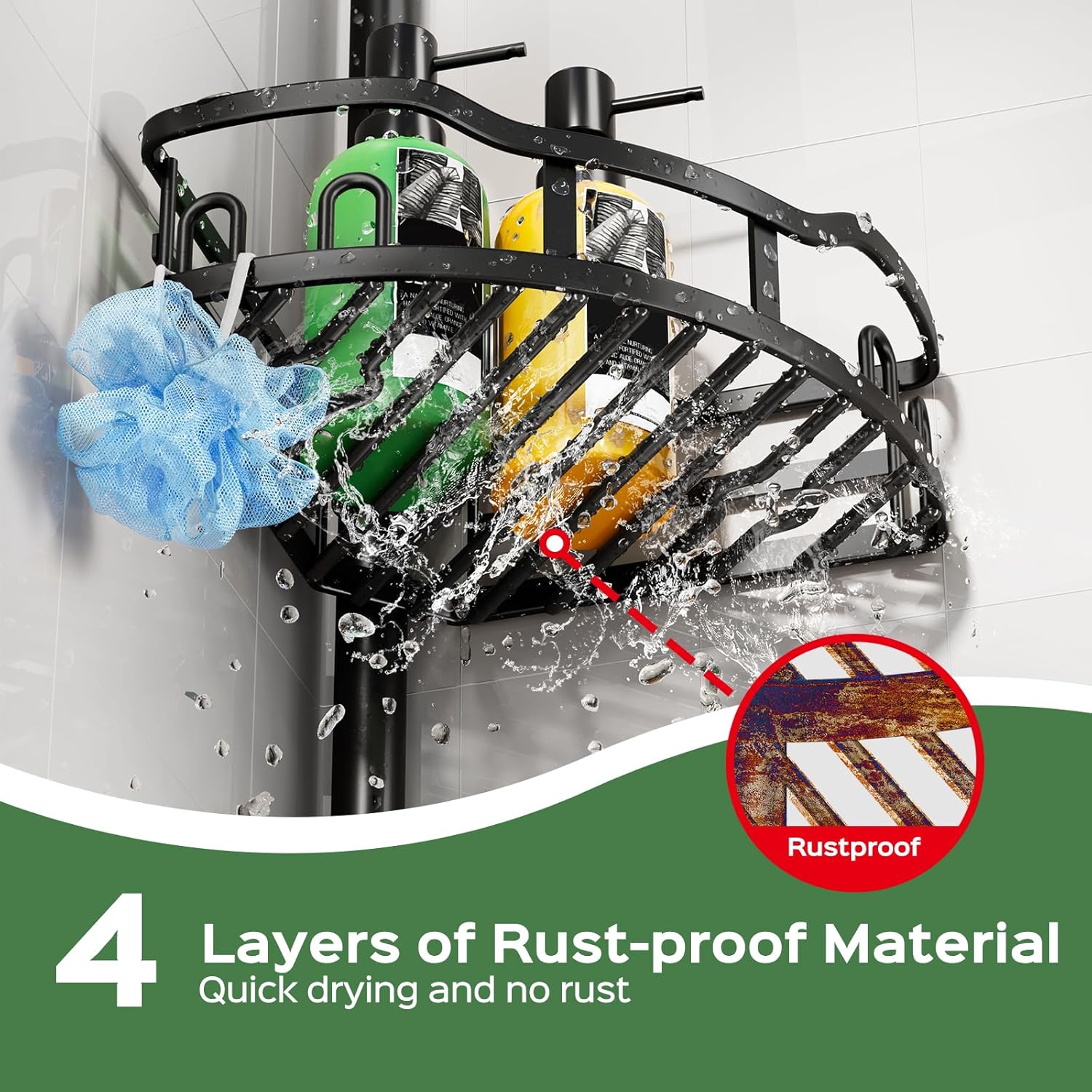 Thumbnail 1 de HAMITOR Shower Caddy Tension Pole 47–121"