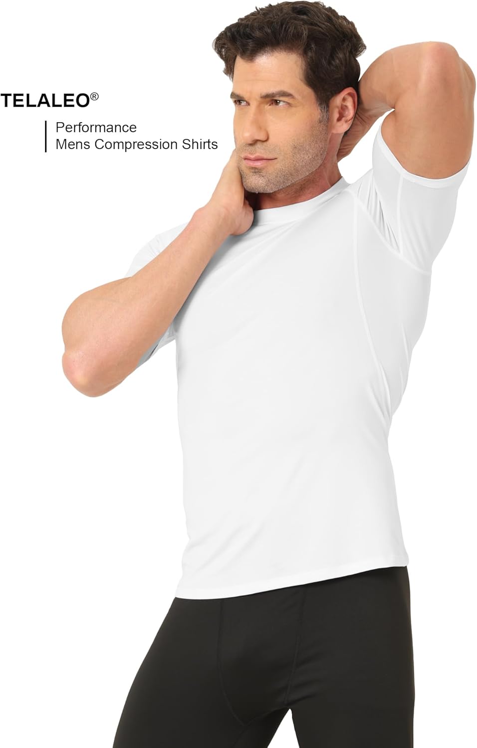 Thumbnail 4 de TELALEO 6-Pack Men’s Compression Shirt Short Sleeve Athletic Baselayer (Black/White)