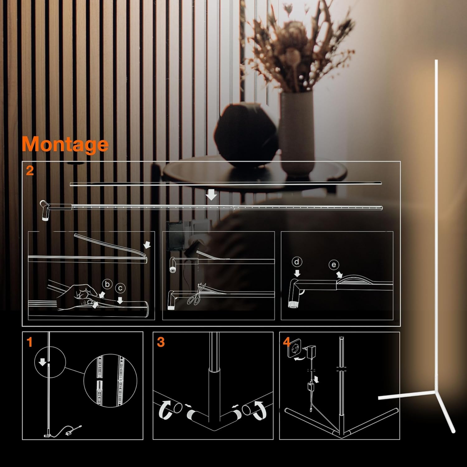 Thumbnail 3 de Osram Matter over Wifi Corner Floor Lamp 2000 mm – LED-Stehleuchte mit RGBW, 20 W, 2700–6500 K, WiFi & Fernbedienung