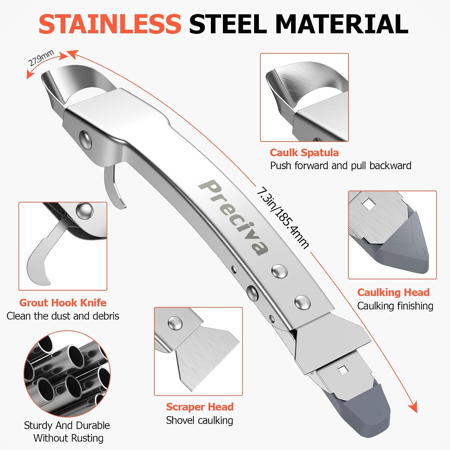 Detalle 2 de Stainless 4 in 1 caulking tool set