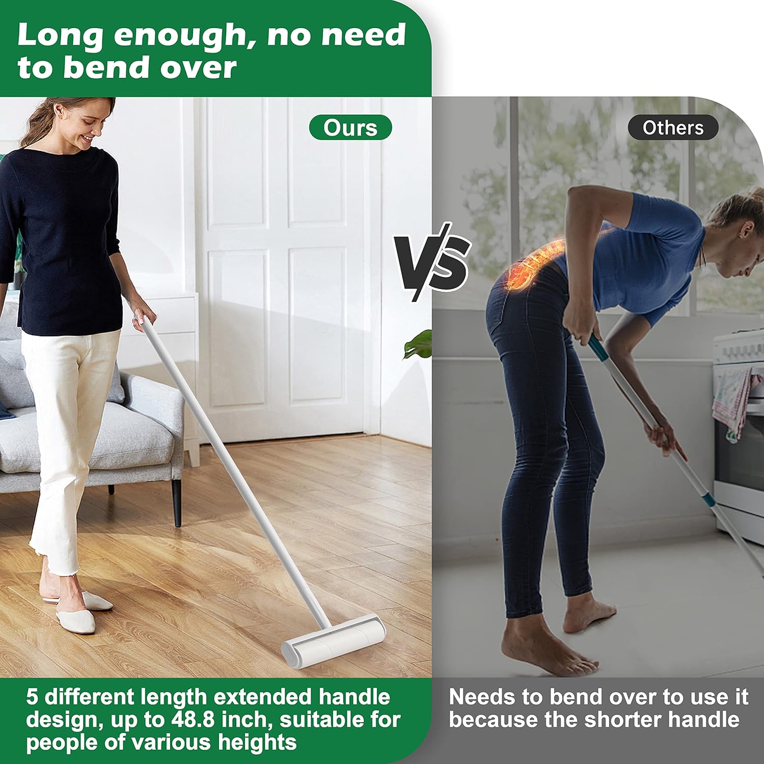 Thumbnail 1 de Foyer Nuage 9.5" Large Lint Roller for Pet Hair with Extendable Handle, Dust-Proof Cover & 5 Refills (300 Sheets)