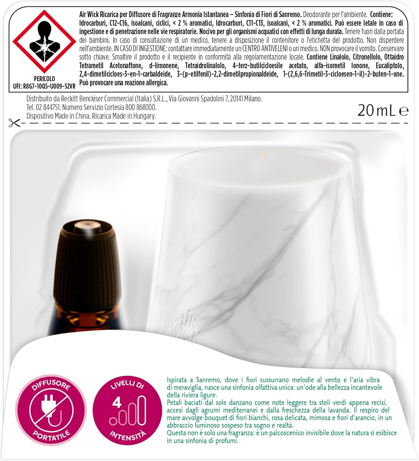 Detalle de Air Wick Armonia Istantanea Profumatore per Ambienti con Diffusore e Ricarica Sinfonia di Fiori di Sanremo