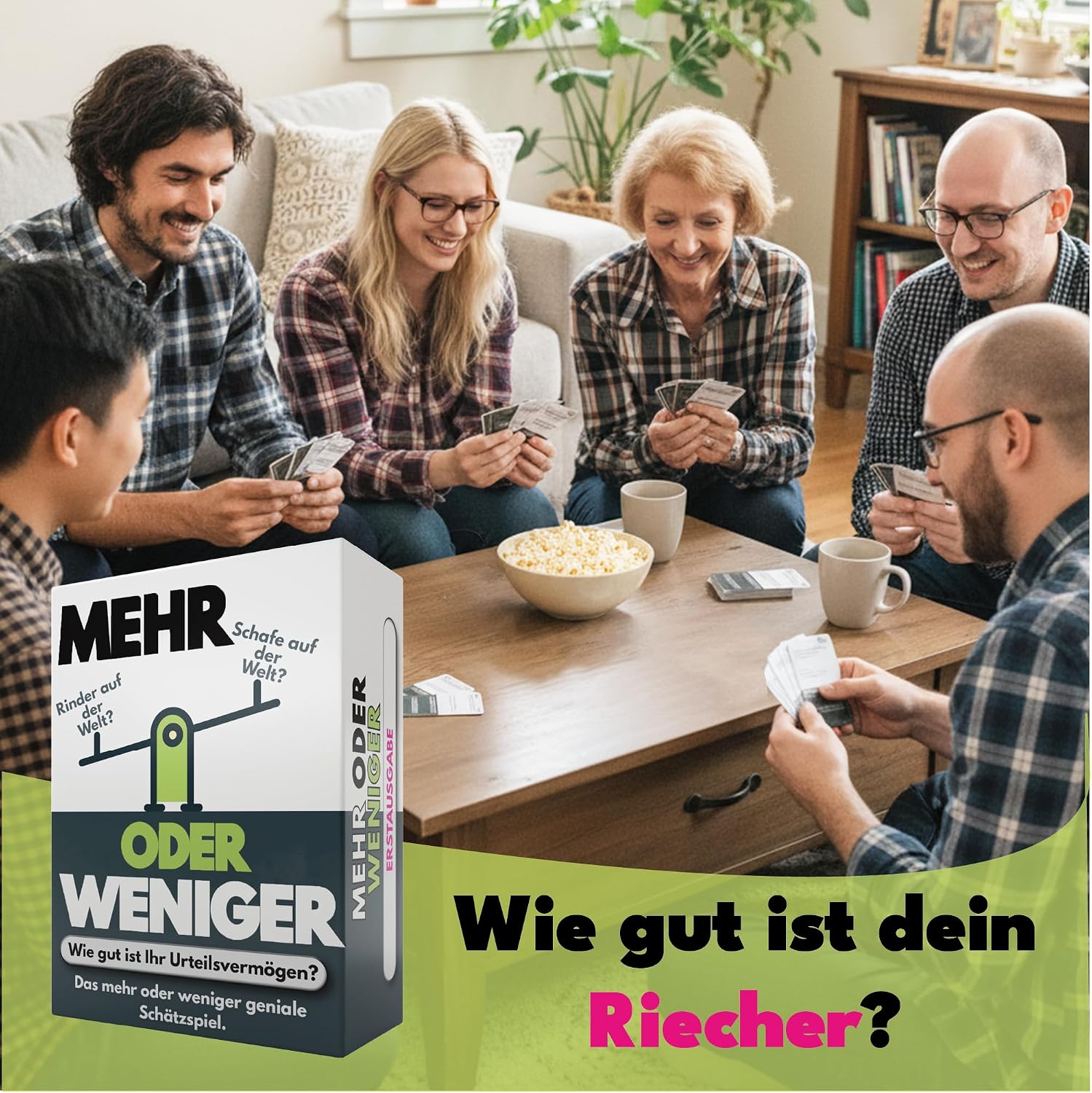 Thumbnail 2 de More or Less Kartenspiel — Familienspiel für 2+ Spieler 🎲