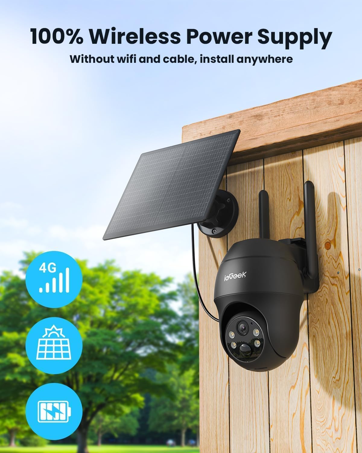 Thumbnail 3 de ieGeek 3G/4G LTE Solar Cellular Security Camera with 360° PTZ and 2K Colour Night Vision