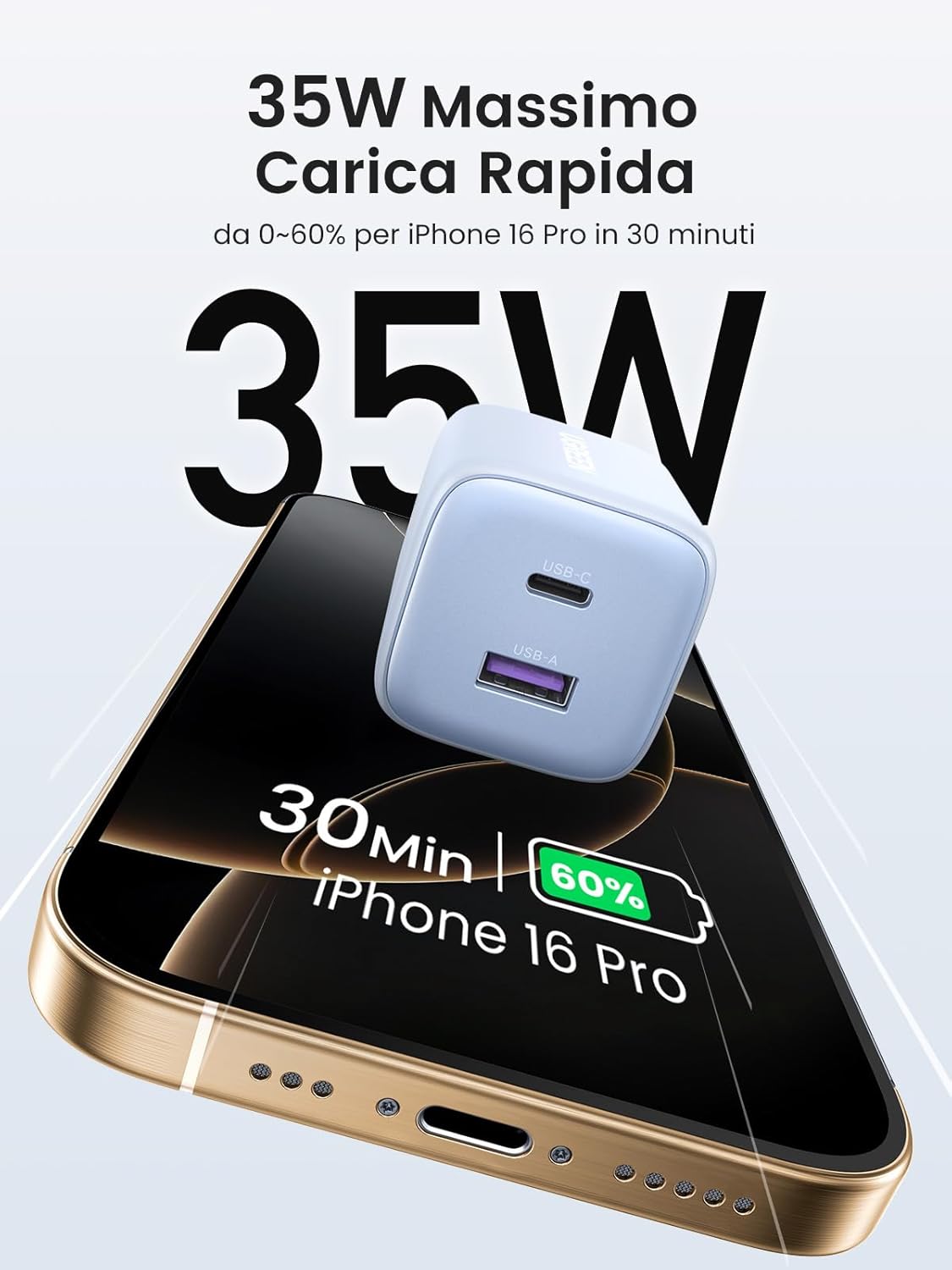 Thumbnail 1 de UGREEN Nexode 35W Caricatore USB-C GaN con 1 USB-C e 1 USB-A