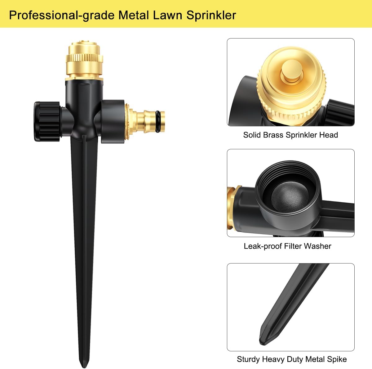 Thumbnail 3 de FANHAO Metal Lawn Sprinkler for Yard (2 Pack) with Spike Base and Adjustable Brass Nozzle