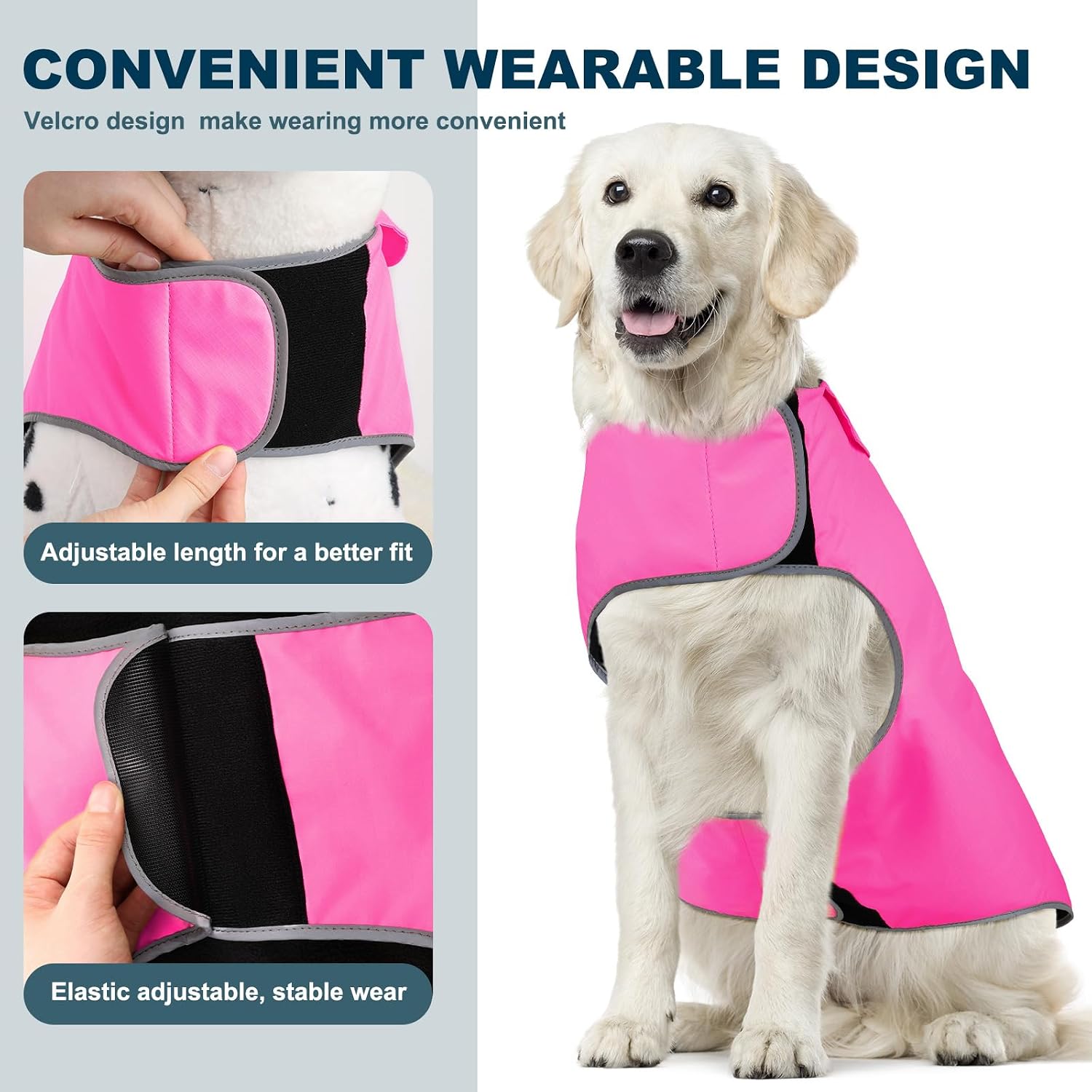 Thumbnail 1 de YFbrite Waterproof Dog Coat – Lightweight Pet Raincoat Jacket (Pink, Small)