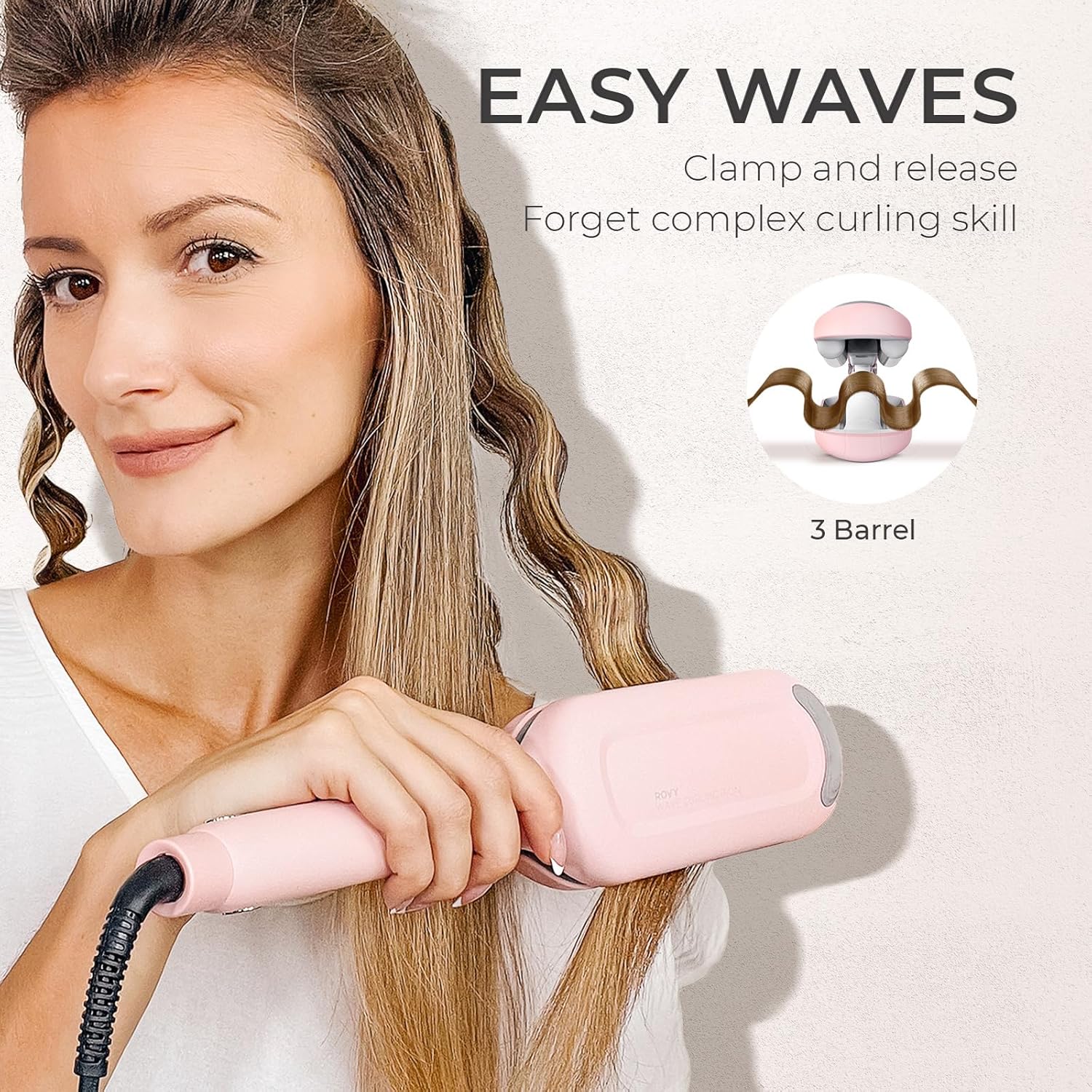Thumbnail 1 de TYMO ROVY 32mm Hair Waver Crimper Ionic Wave Curler with Ceramic Tourmaline Barrel (Dual Voltage, Anti-Scald)