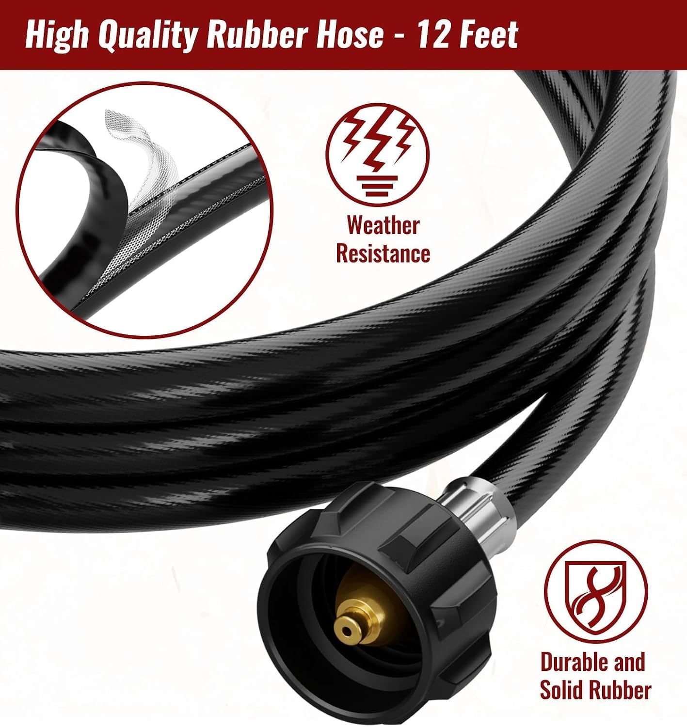 Detalle de CALPOSE FF12 Propane Hose with Fuel Filter, 12 ft, QCC1/Type 1