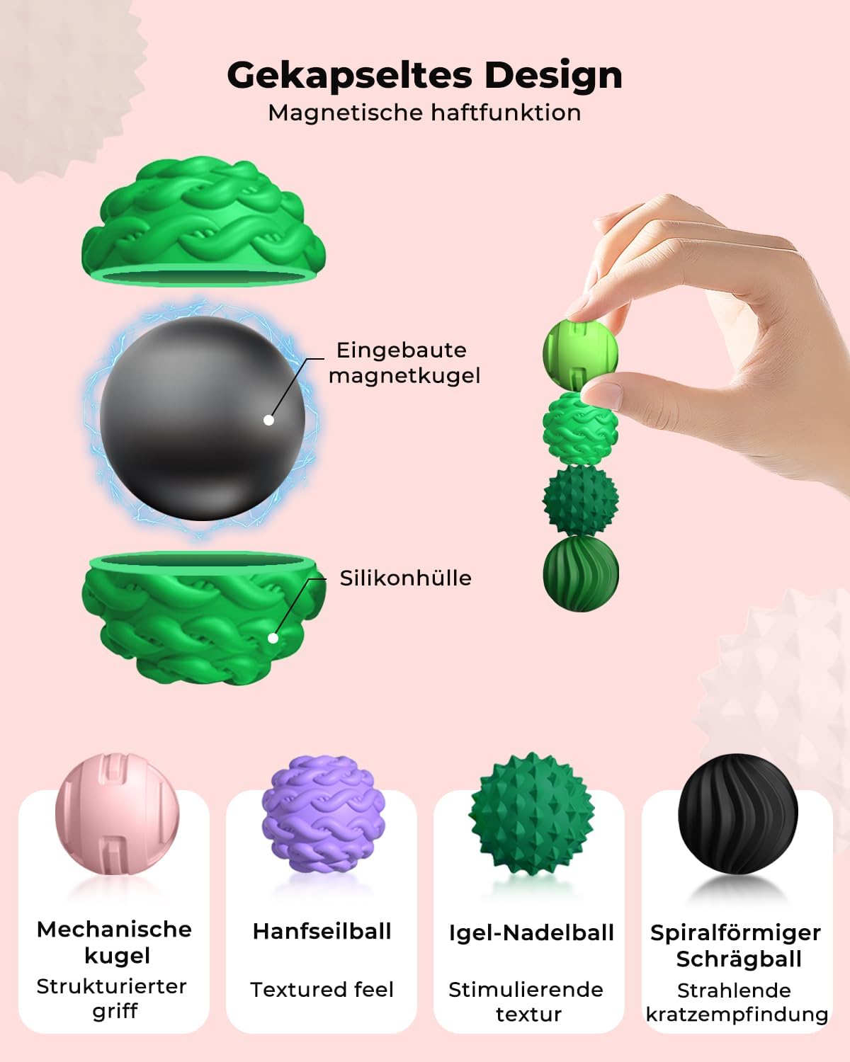 Detalle de XYOFUN Magnetische Silikon-Fidget-Toys, 8er-Set in Violett – Stressabbau für Büro und Zuhause