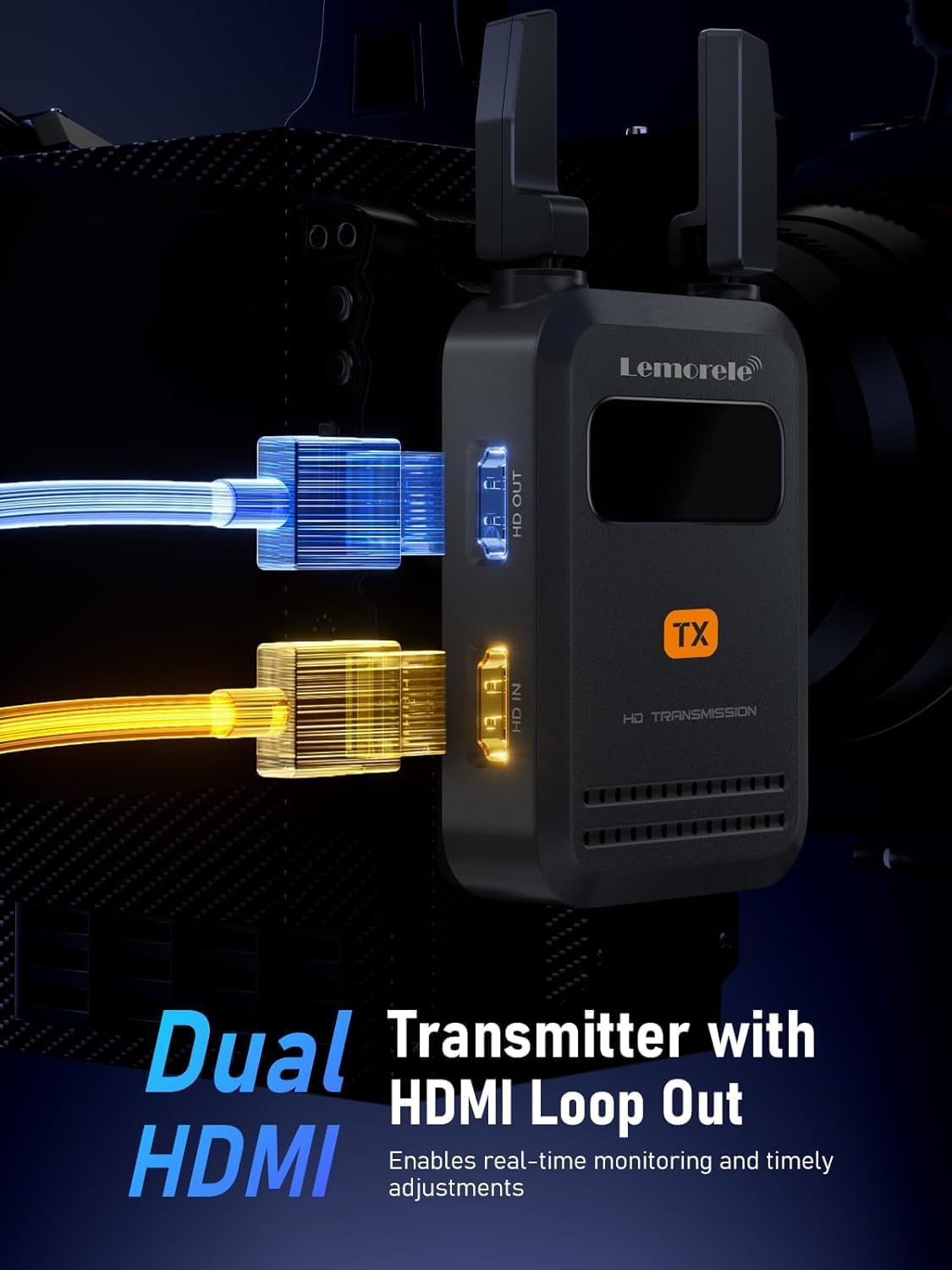 Detalle de Lemorele R5000: Drahtloses HDMI-Videoübertragungssystem mit Loopout, bis zu 4 Empfänger