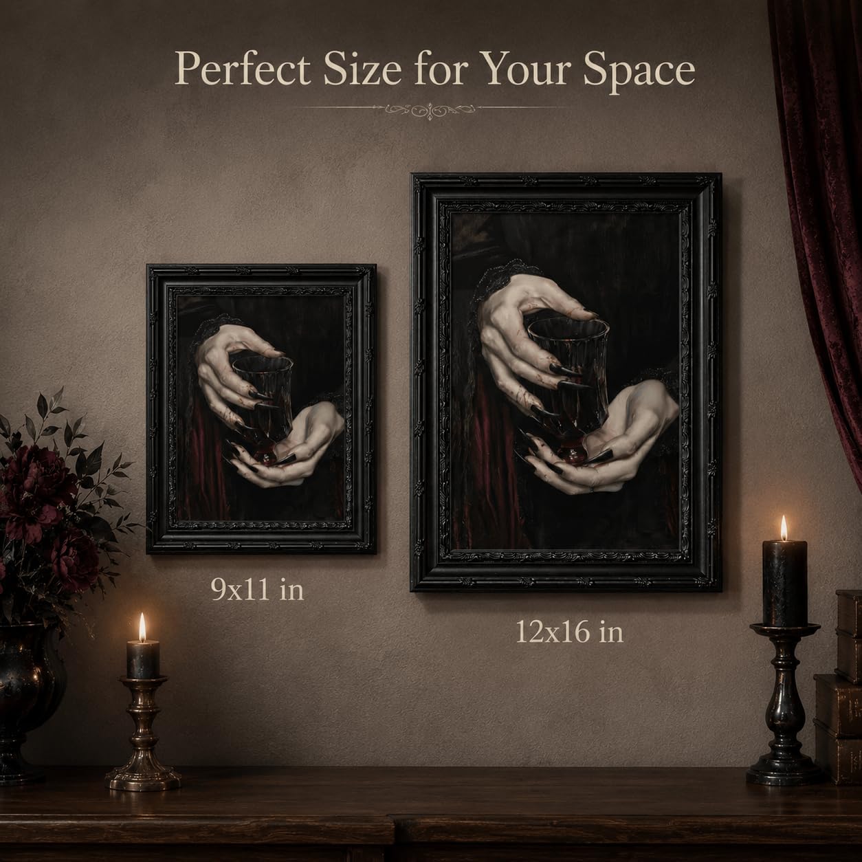 Detalle 2 de Black Framed Gothic Wall Art, 12x16 Inch