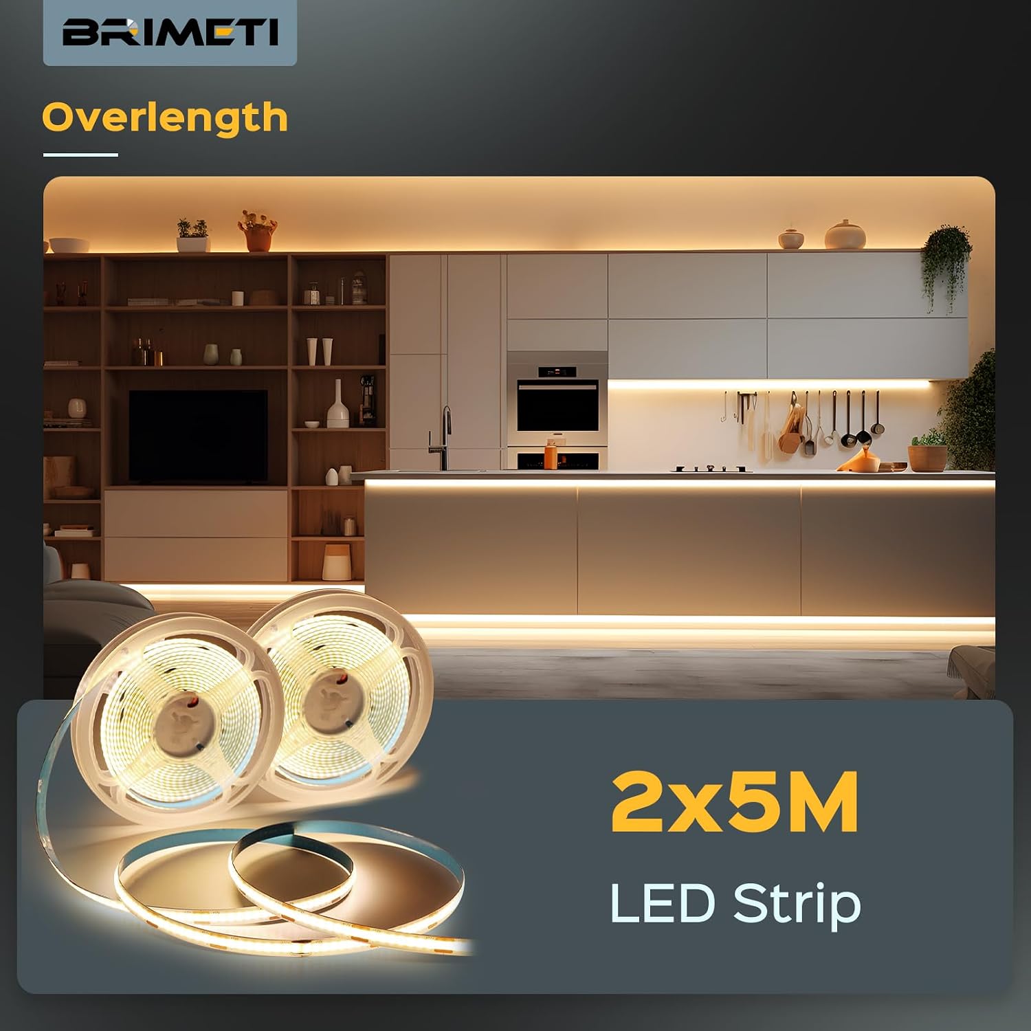 Thumbnail 5 de BRIMETI COB LED-strip 10 m, 6000 K, 320 leds/m en 12 V
