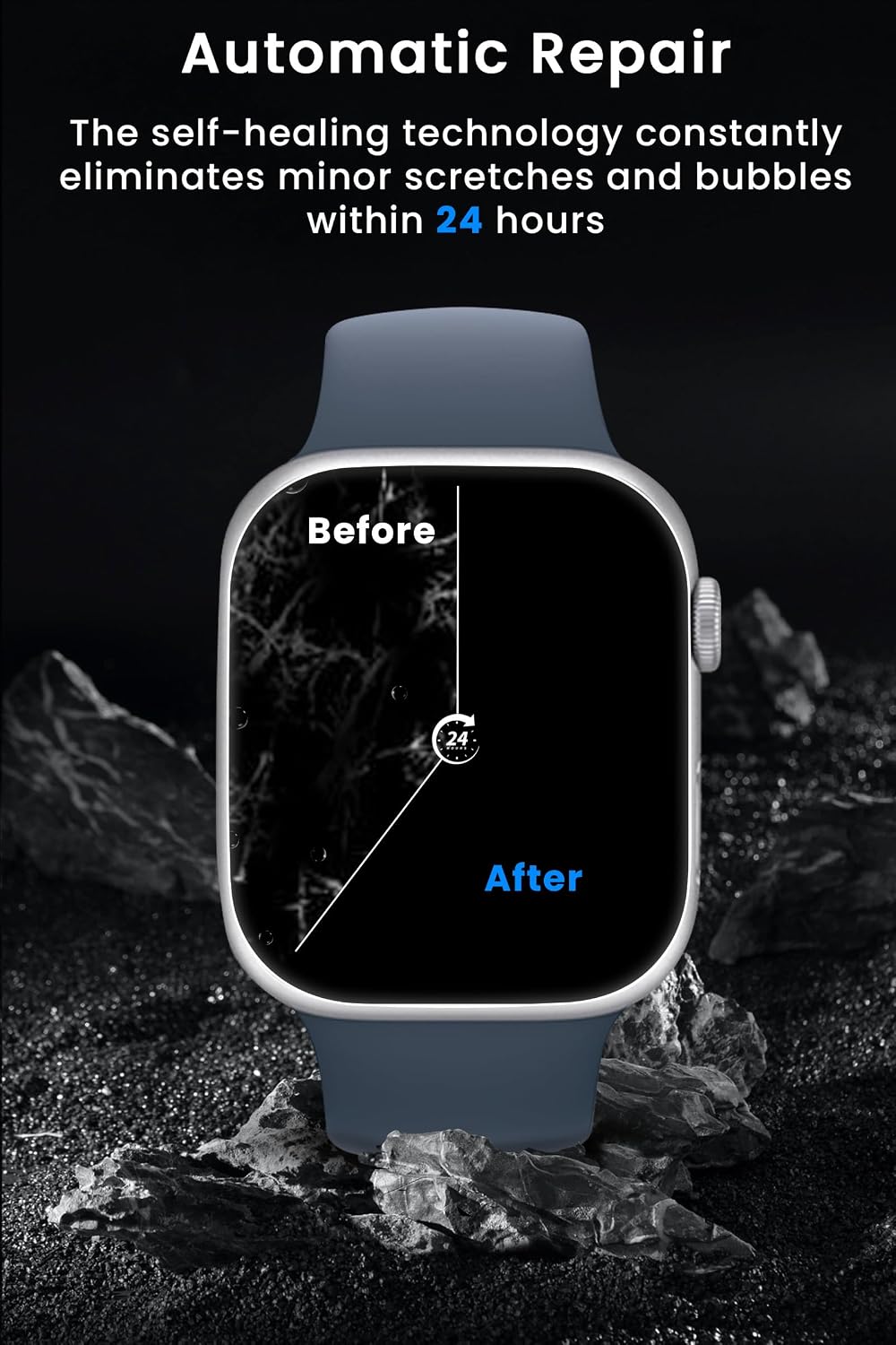 Detalle de Yaekea 6 Pack Screen Protector for Apple Watch Series 9/8/7 (41mm) and Series 6/5/4/SE/SE2nd (40mm)