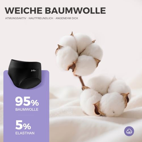Thumbnail 5 de IceReco Bragas Mujer Algodón de Cintura Alta (Pack 5) – Culotte Postparto, Negro, Talle L