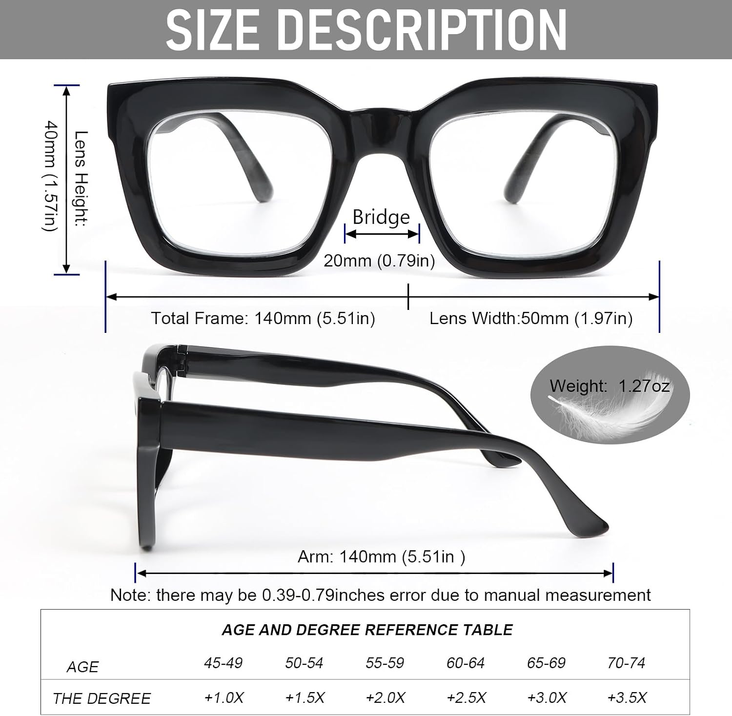 Detalle 2 de MMOWW Oversized Reading Glasses 3 Pack