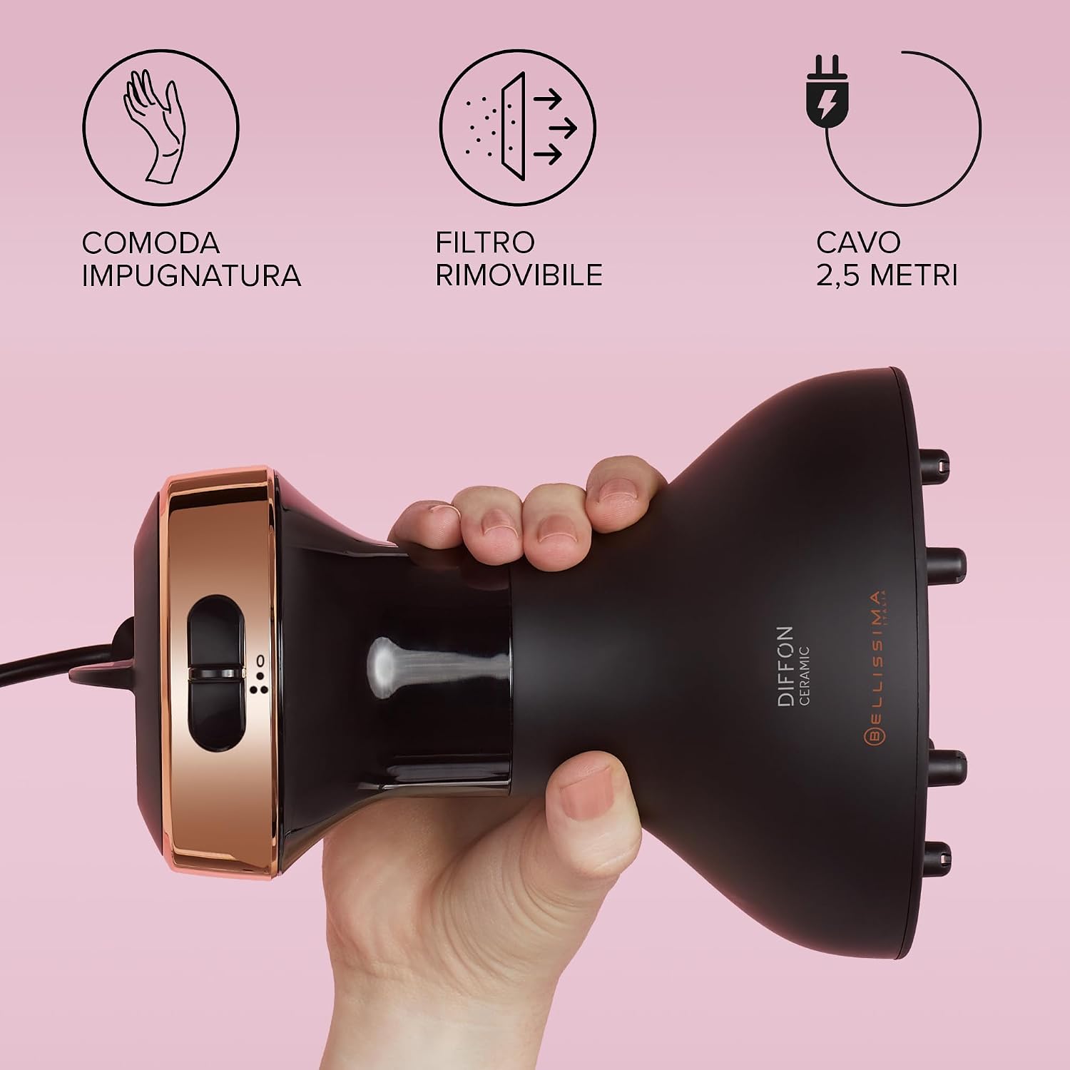 Detalle 2 de Bellissima Imetec Diffon DF1 3000 – Diffusore capelli ricci 700W