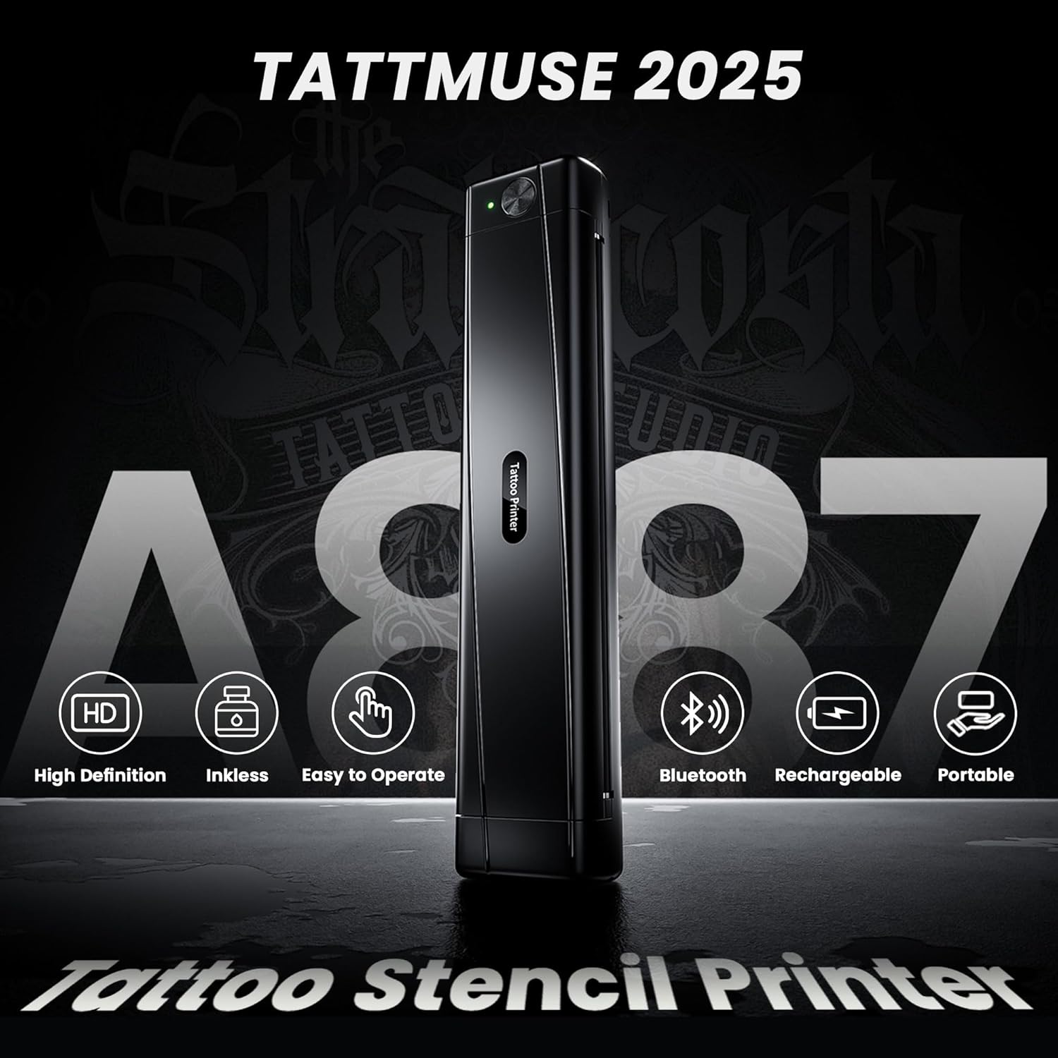 Thumbnail 1 de TATTMUSE Tattoo Printer (A887) Bluetooth thermal stencil printer for beginners and artists