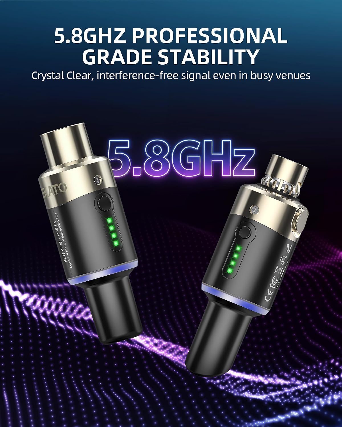 Detalle de LEKATO Wireless XLR Microphone System 5.8GHz