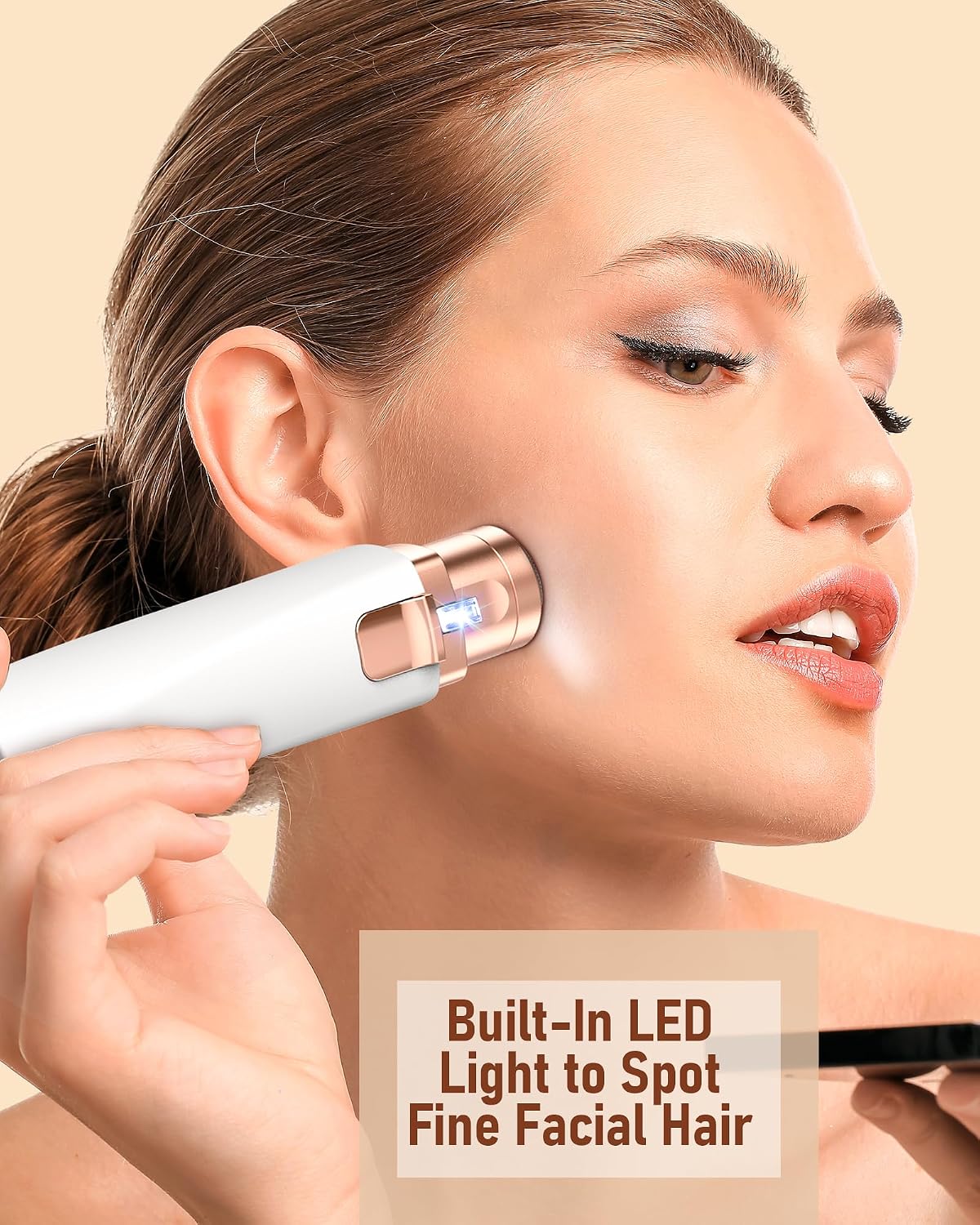 Detalle 2 de 2-in-1 Rechargeable Eyebrow Trimmer & Face Shaver for Women with LED Light