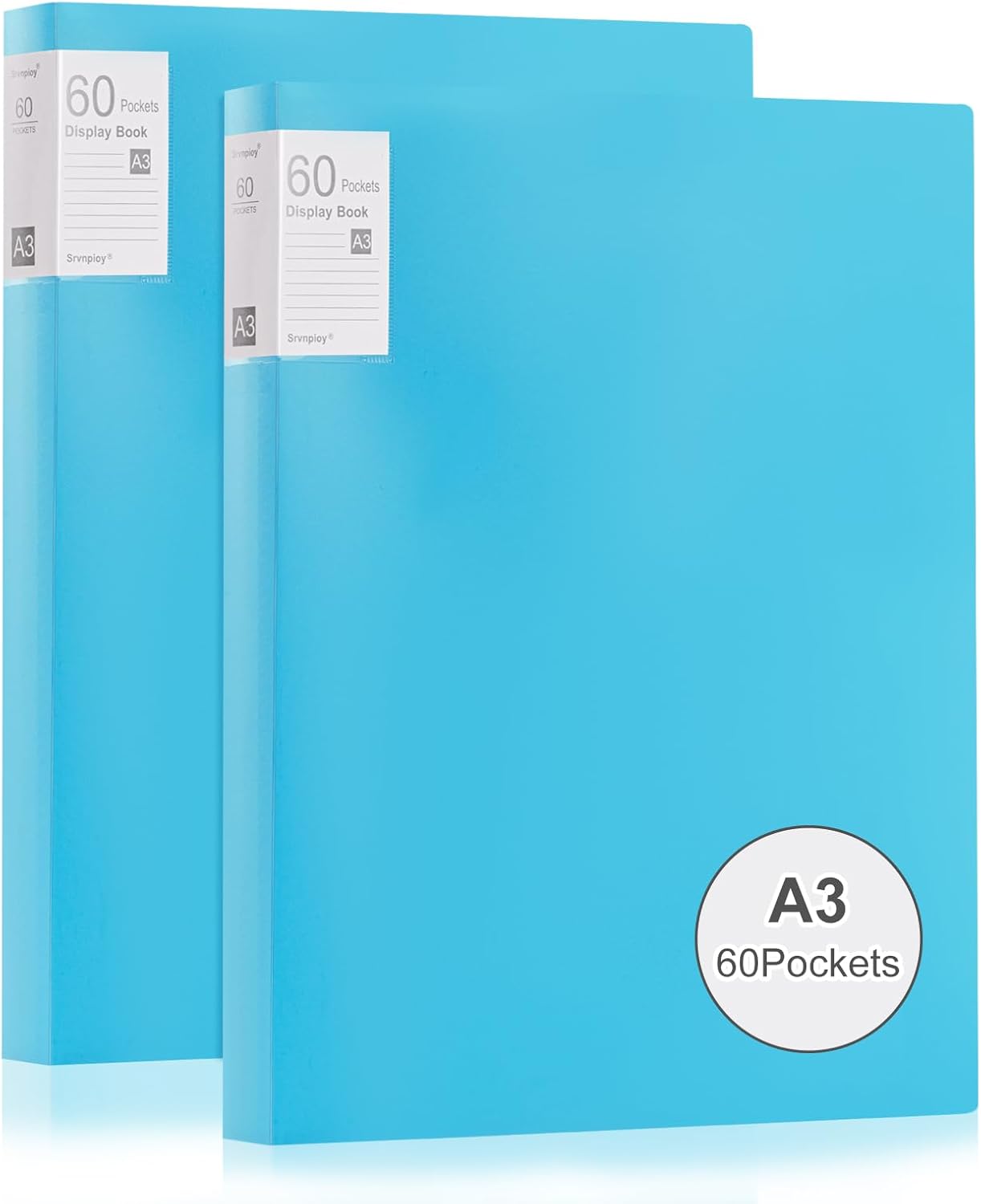 Thumbnail 6 de Porte-vues A3 Srvnpioy – Lot de 2 livrets avec 60 pochettes (120 vues) en polypropylène bleu