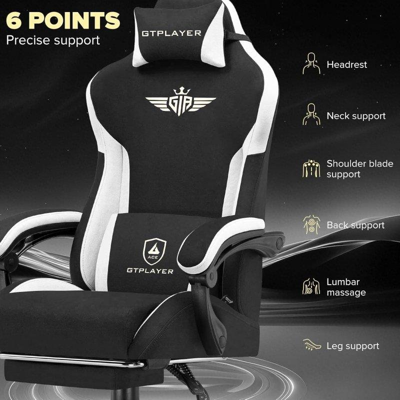 Detalle de Silla Gaming GTPLAYER Ergonómica con Soporte Lumbar y Respaldo Ancho