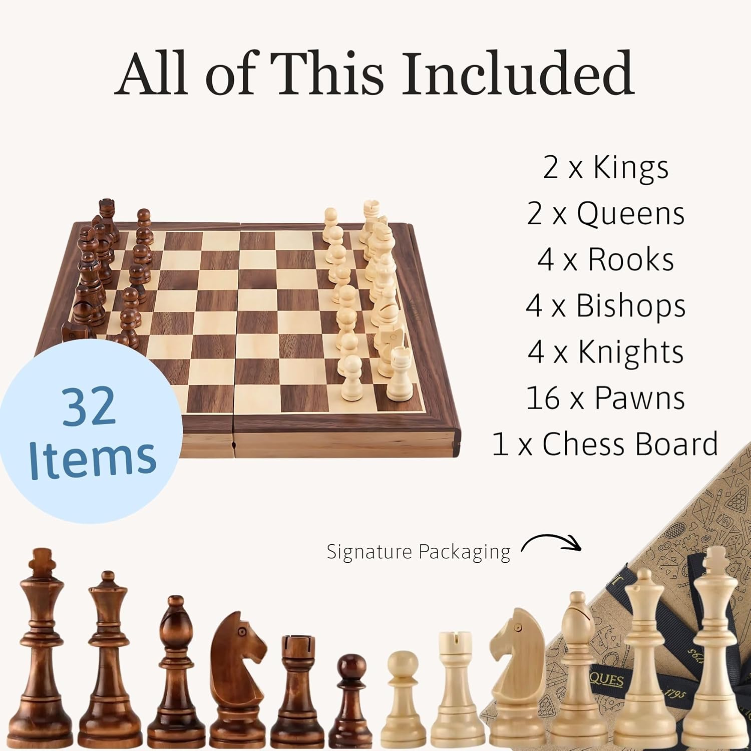 Thumbnail 2 de Jaques of London Large Chess Set with 15" Board and Staunton Pieces (Premium Wooden Set for Adults)