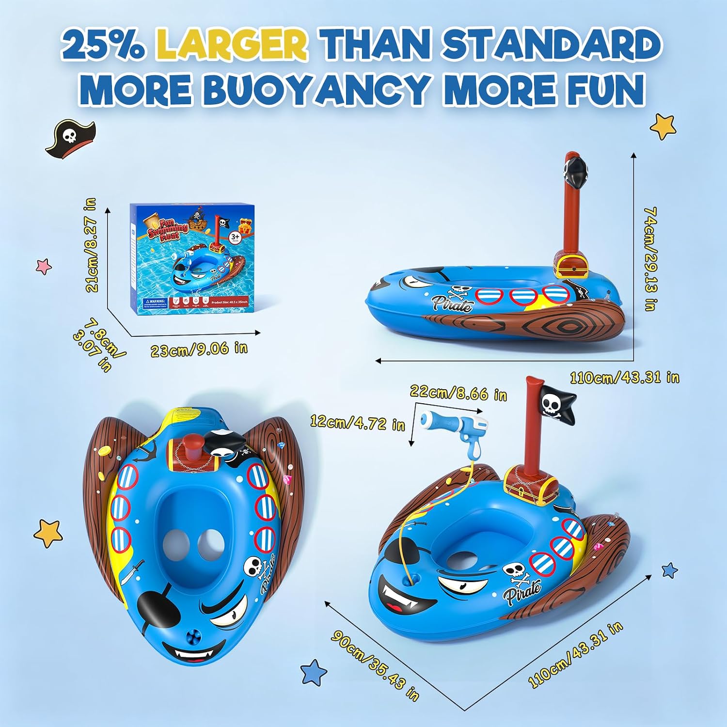 Thumbnail 1 de AZDYJL Inflatable Pirate Ship Water Pool Toy with Water Gun