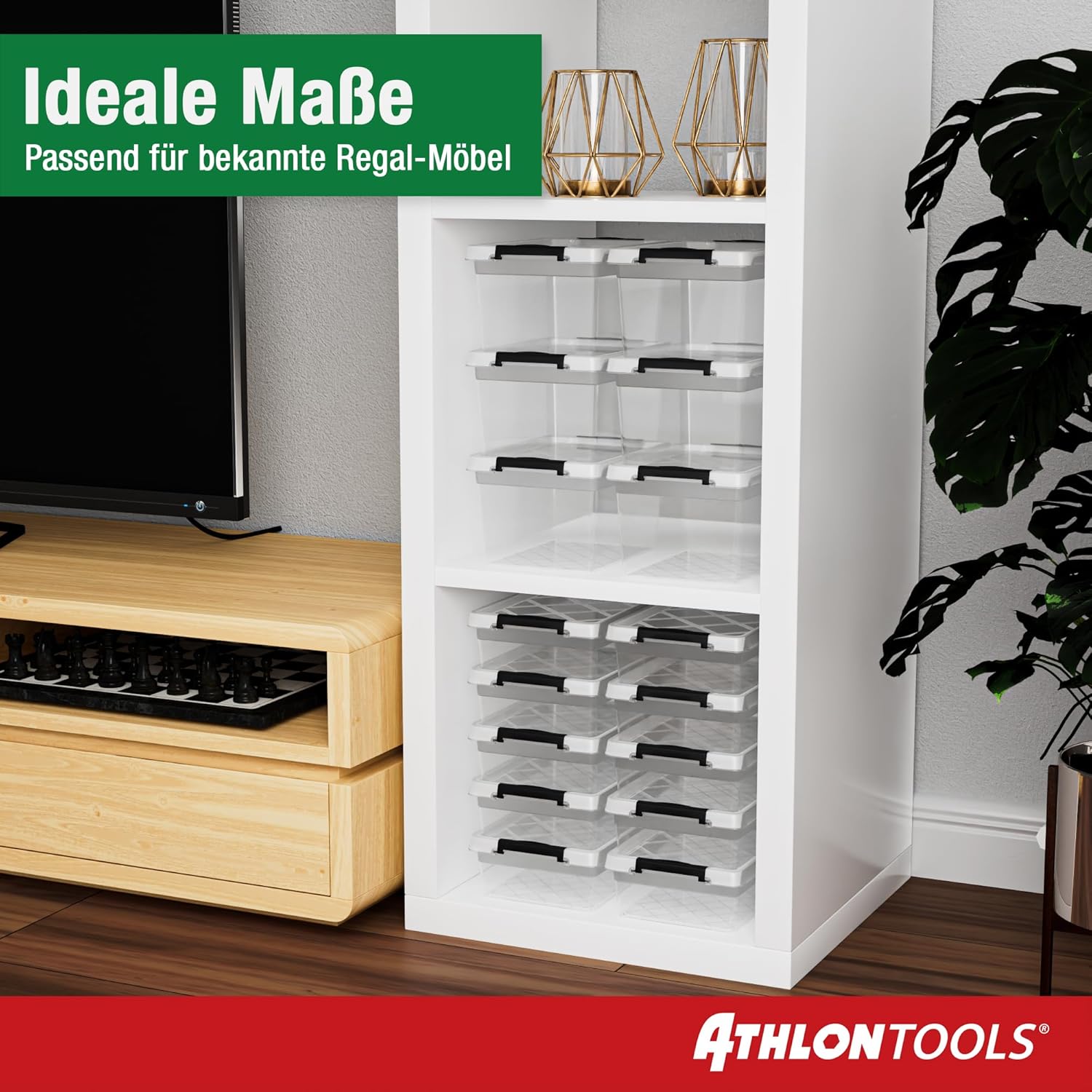 Thumbnail 2 de ATHLON TOOLS 10er Set kleine 2-l Aufbewahrungsboxen mit Deckel, stapelbar & lebensmittelecht (BPA-frei)