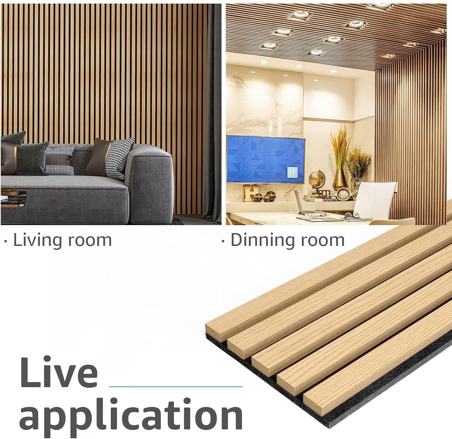 Detalle de Art3d 6-Pack 3D Textured Wood Slat Wall Panels, Oak, 94.5 x 7.9 in