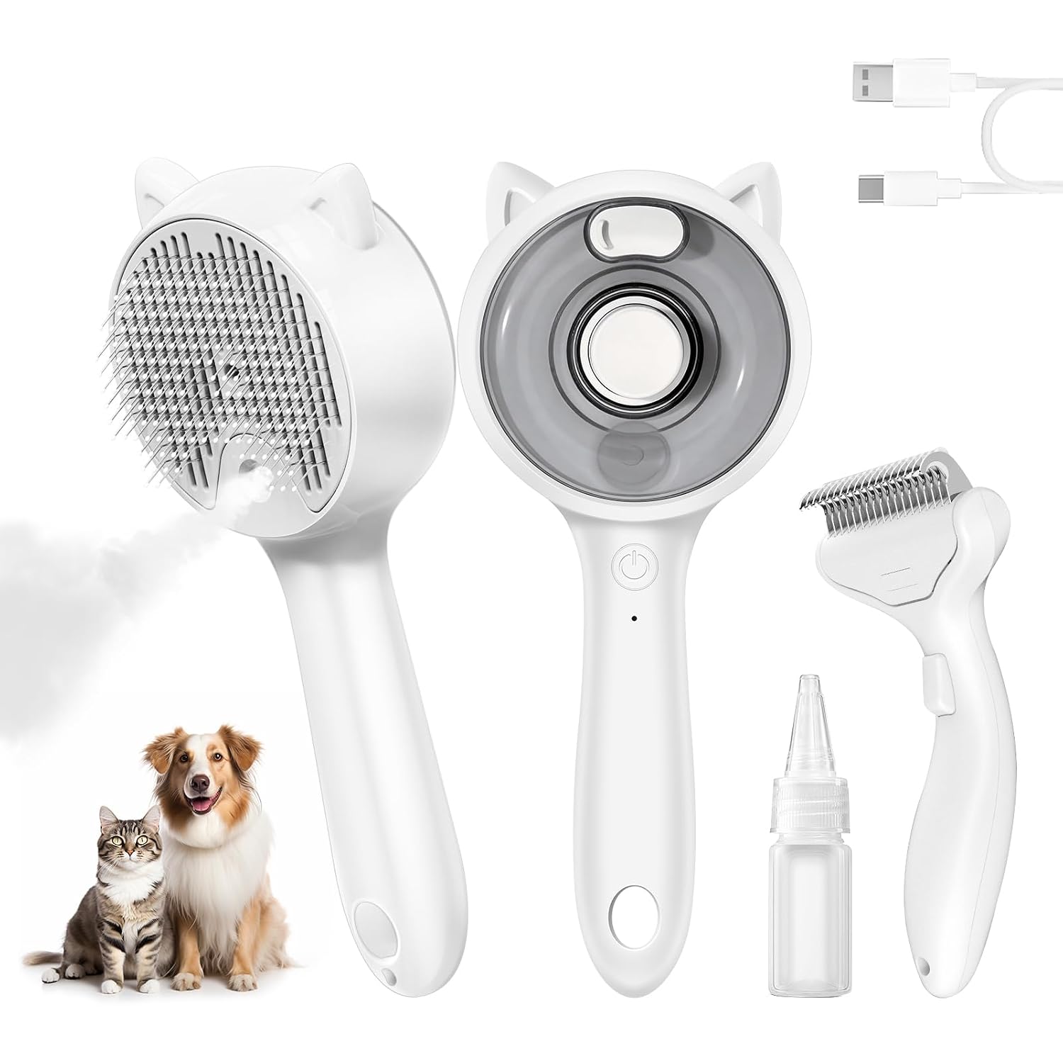 Dampf Katzenbürste 2-in-1 Set mit Nebel