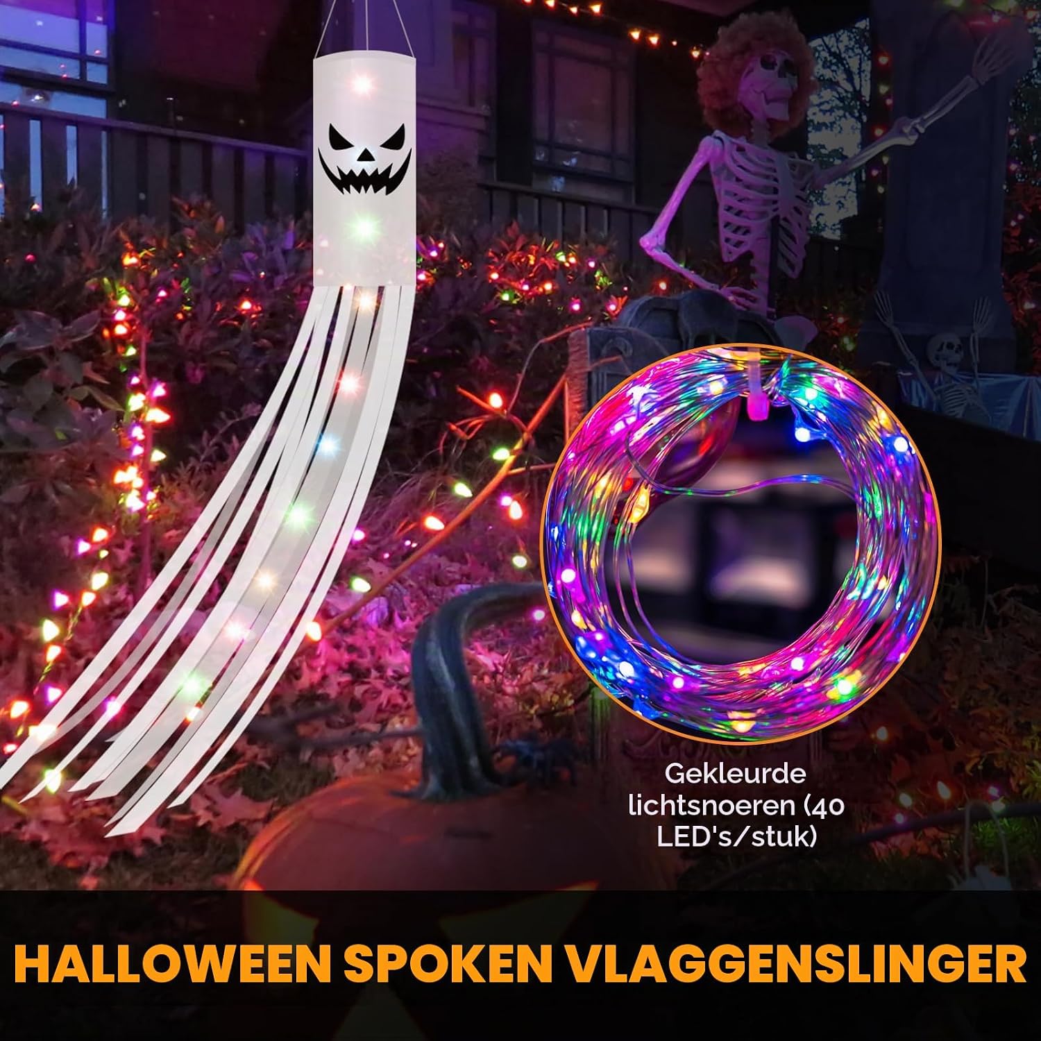 Thumbnail 6 de Jsdoin Halloween-spookwindsokken van 180 cm met ledverlichting, set van 2