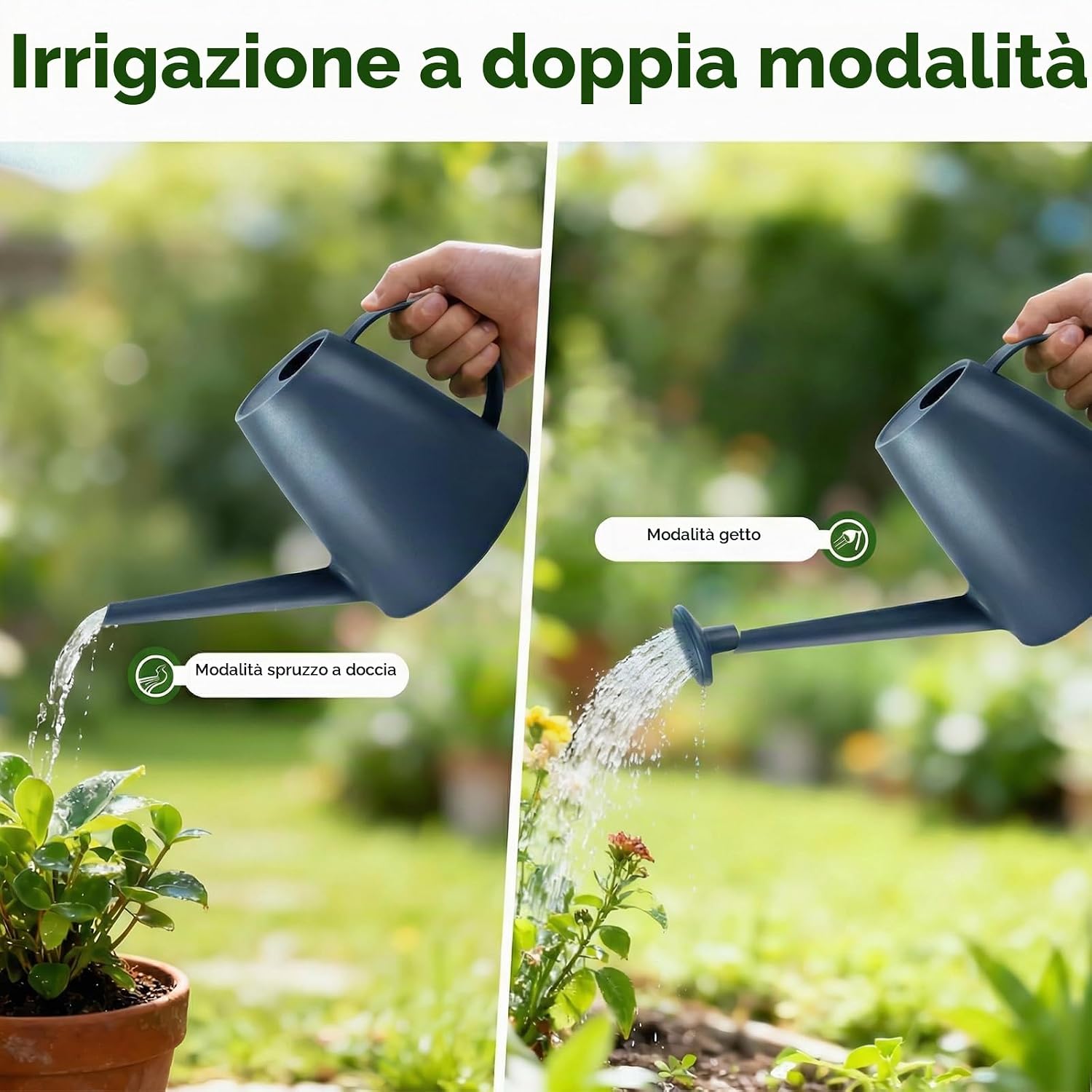 Detalle 2 de Bamworld Annaffiatoio per Piante da Interno 1,8L con Beccuccio Lungo e Doppio Ugello