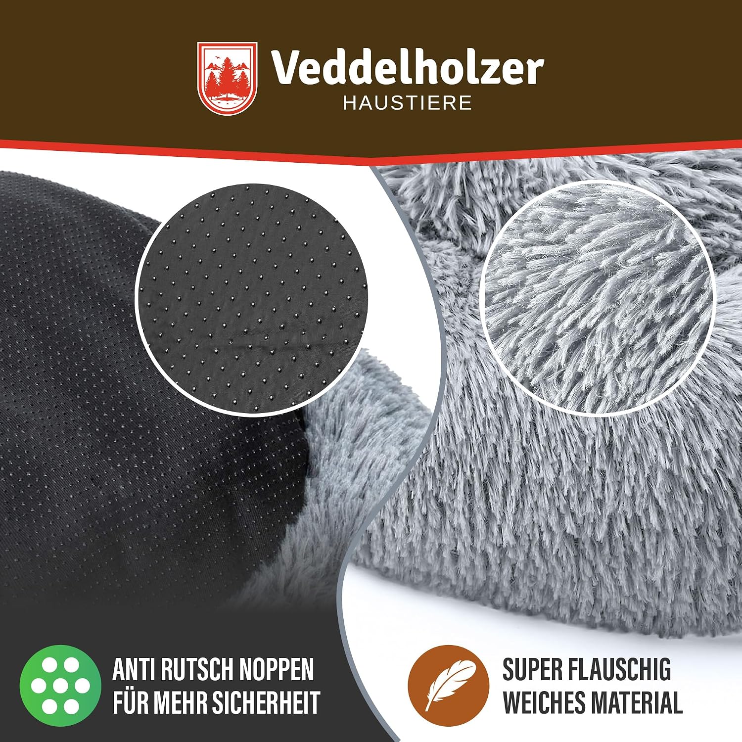 Thumbnail 3 de Veddelholzer Hundebett Ø60 cm Hellgrau