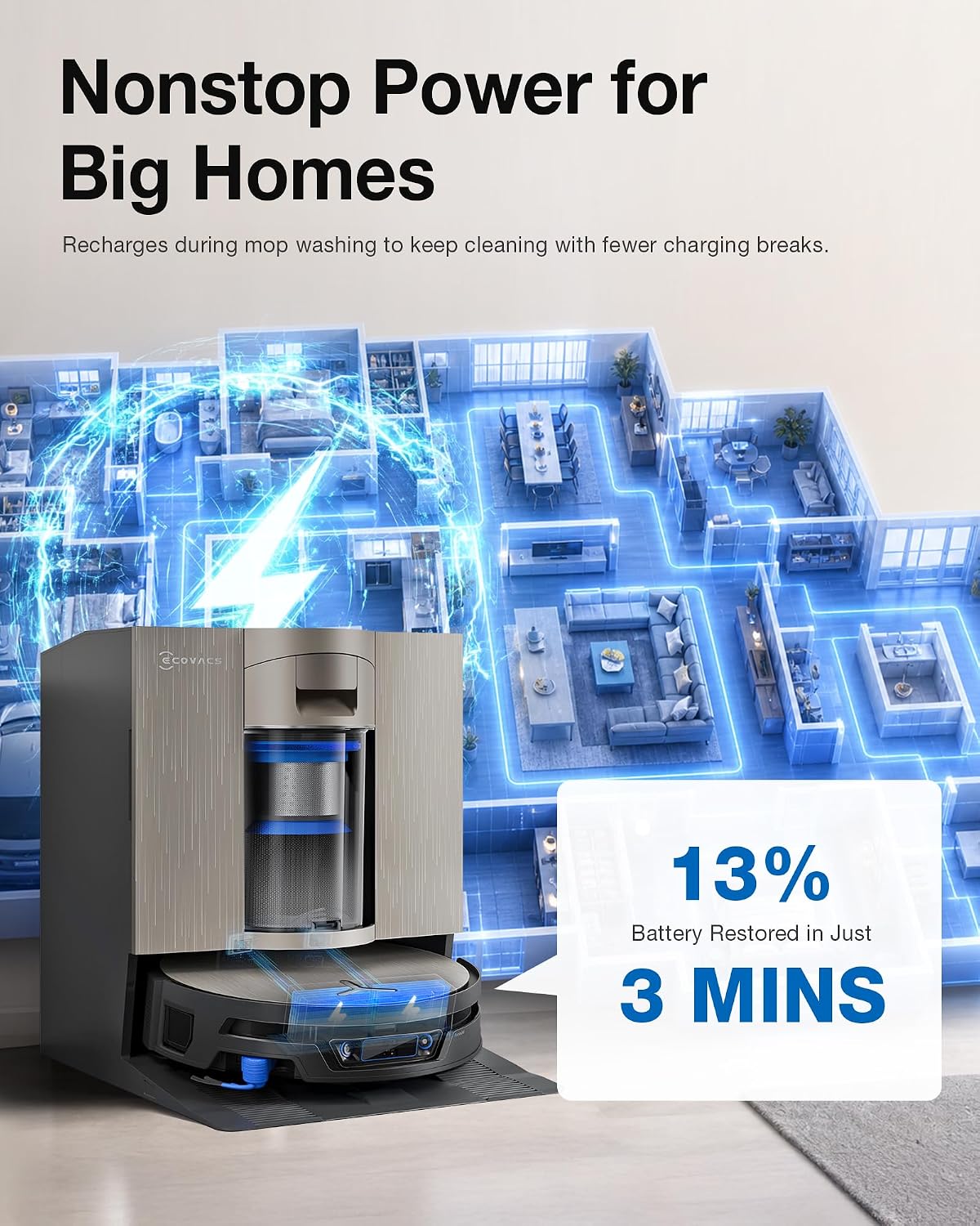 Detalle de ECOVACS DEEBOT X12S OmniCyclone Robot Vacuum & Mop with OZMO Roller 3.0