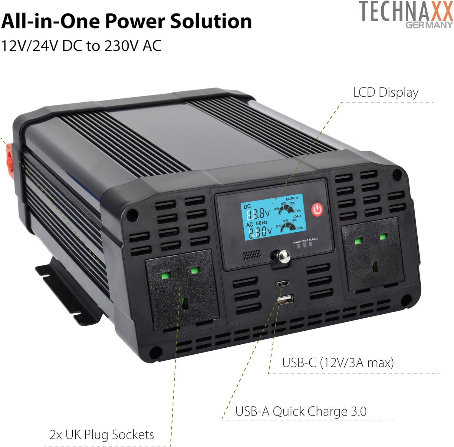 Thumbnail 2 de Technaxx Off-Grid Pure Sine Wave Inverter 2000W ⚡