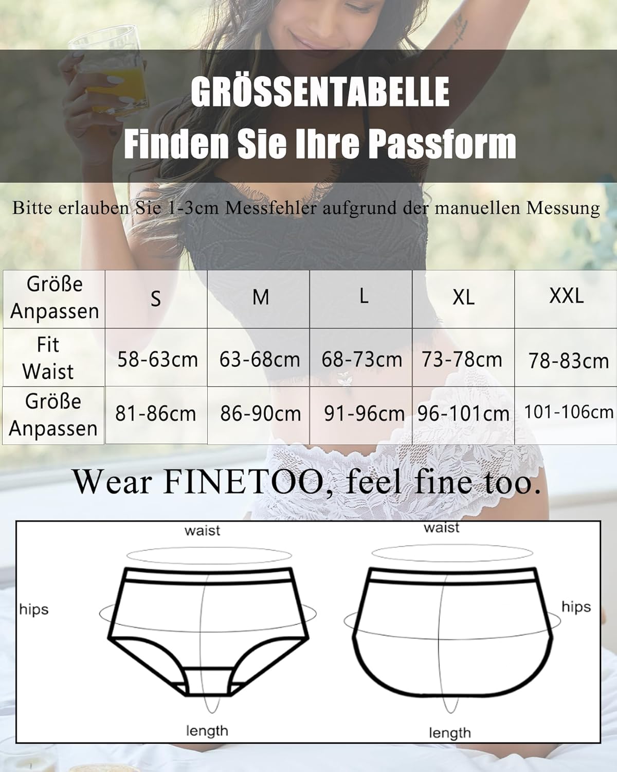 Thumbnail 5 de FINETOO 5er Pack Damenunterwäsche mit Spitze (Slip/Boxershorts-Style) – S bis XXL